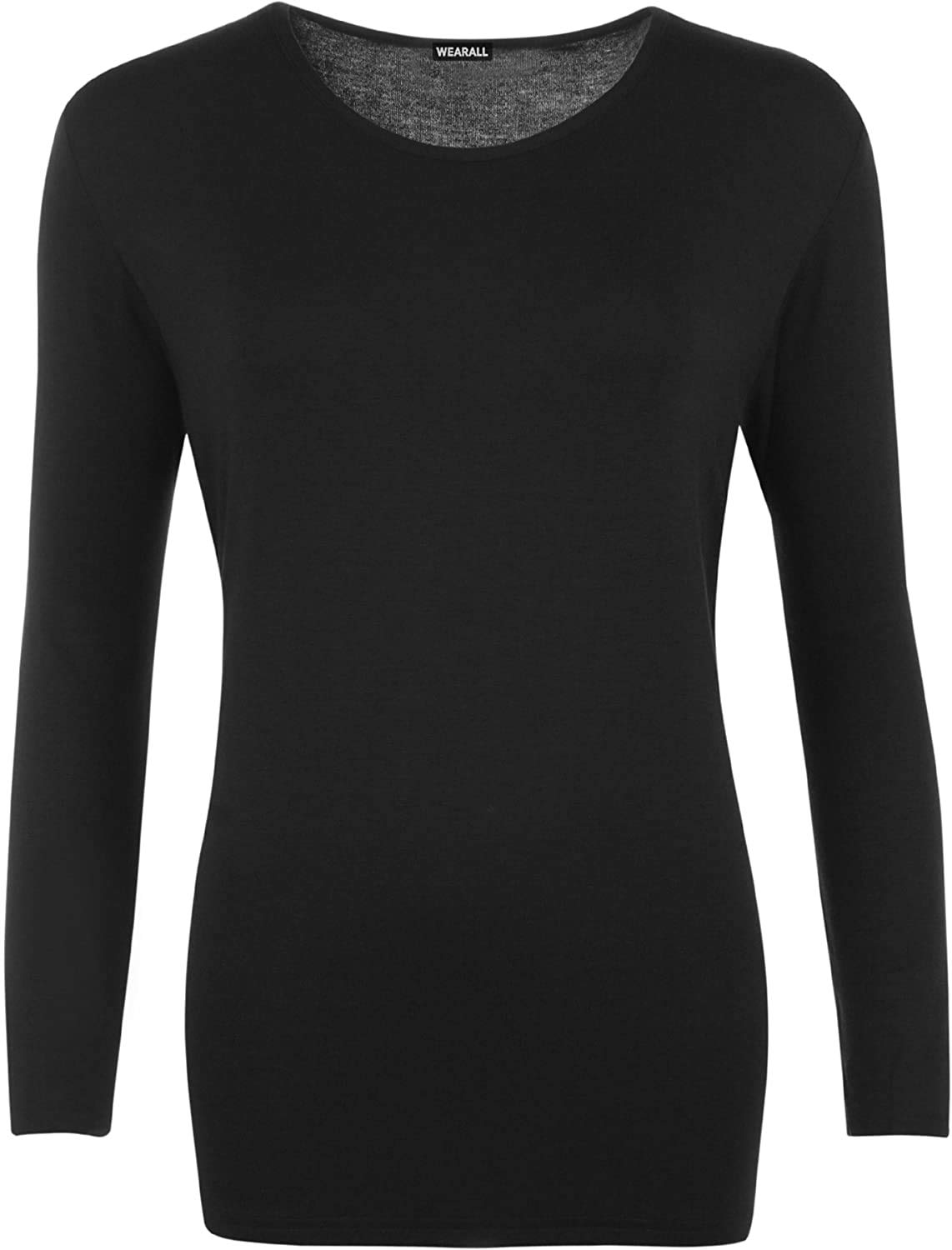 GirlzWalk Women's Plain Long Sleeve T-Shirt Basic Casual Plain Stretch Top Plus Size (Pale Grey, XXXX-Large = UK 28-30)
