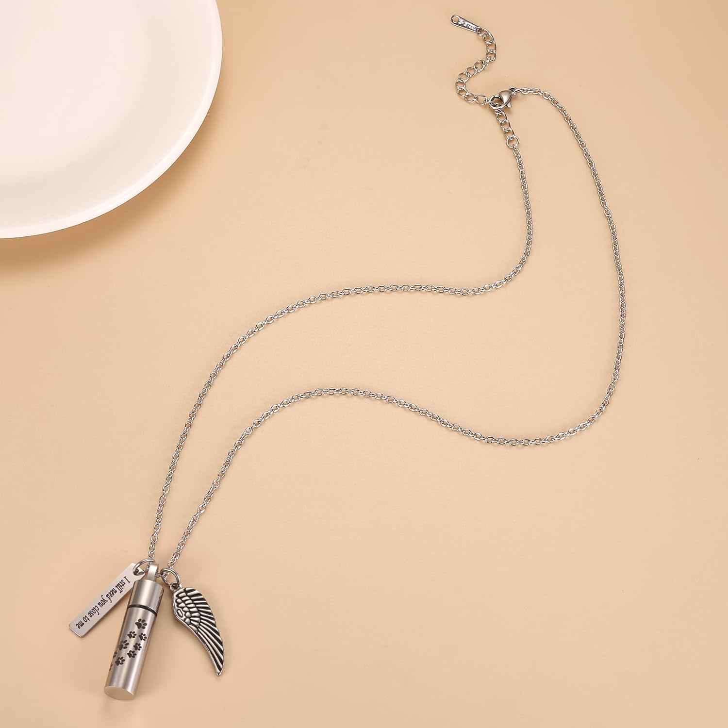 Dog/Cat Paw Print Cylinder Cremation Jewelry For Pet Ashes Keepsake Urn Necklace Women Men Memorial Pendant - I Still Need You Close To Me - Image 6