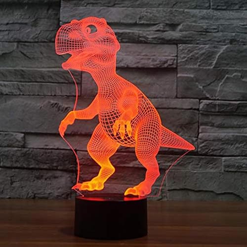 Miniatura 5 de E-lec Juguetes de dinosaurio, luz nocturna 3D, ilusión visual óptica, LED, 7 colores cambiantes RGB degradados con atenuador brillante, lámpara de