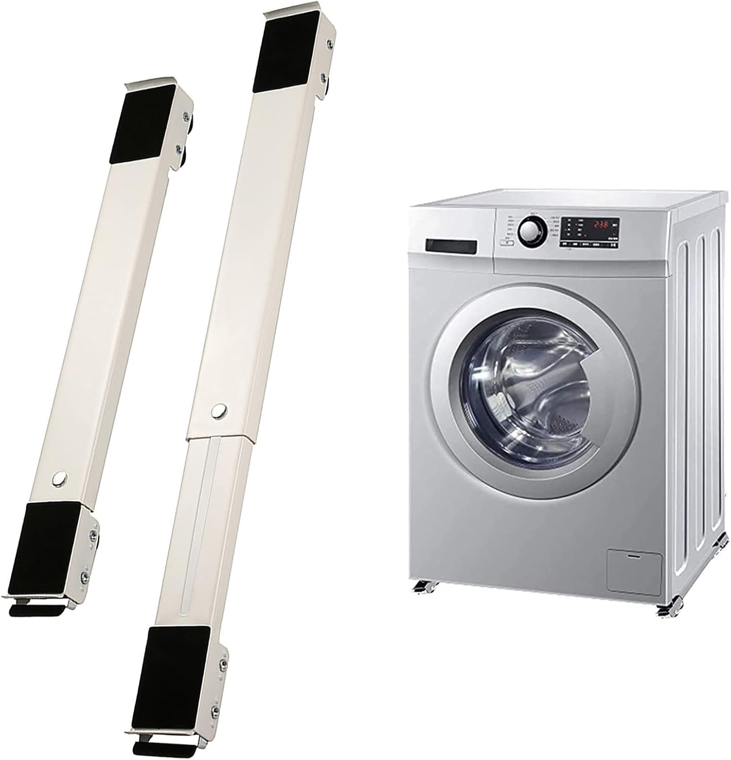 洗濯機スタンド 洗濯機ベース ミニ冷蔵庫スタンド 調節可能な冷蔵庫台座 ユニバーサルモバイル家具台車 24輪付き ホワイト シルバー