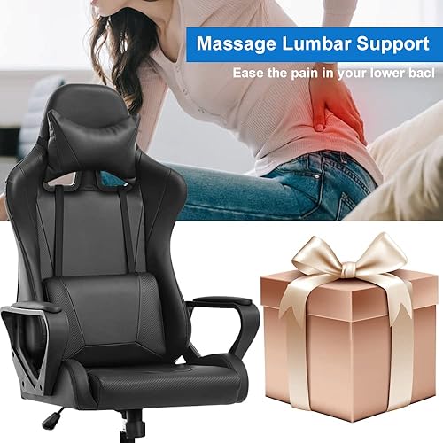 Miniatura 6 de Silla de juegos de respaldo alto, silla de computadora para adultos, adolescentes y niños, silla ergonómica de piel sintética con reposacabezas de