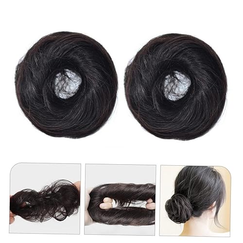 Miniatura 3 de 8 piezas de peluca de moño con clip en colas de caballo para mujer, cabello humano real, cola de caballo para mujeres negras, moño dona, alambre de