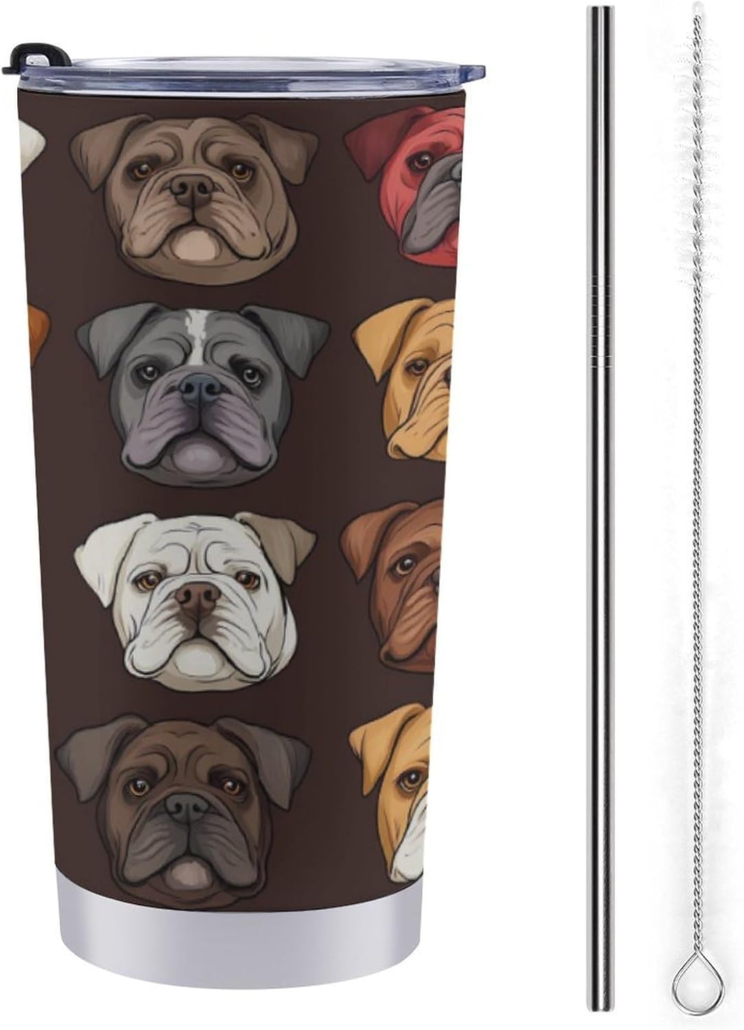 Bulldog Travel Coffee Mug Stainless Steel Insulated Tumbler Water Bottle Tea Cup for Home Office