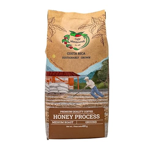 Miniatura 2 de Cafe Monteverde - Paquete de café de proceso de miel - Café costarricense de origen único 100% arábica - Grano entero (paquete de 3)