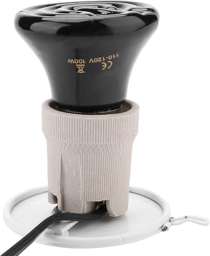 Miniatura 6 de Bombilla de cerámica con pantalla de lámpara, calentador de emisor infrarrojo de 100 W, bombillas para criadores de mascotas, gallinero, lagarto,