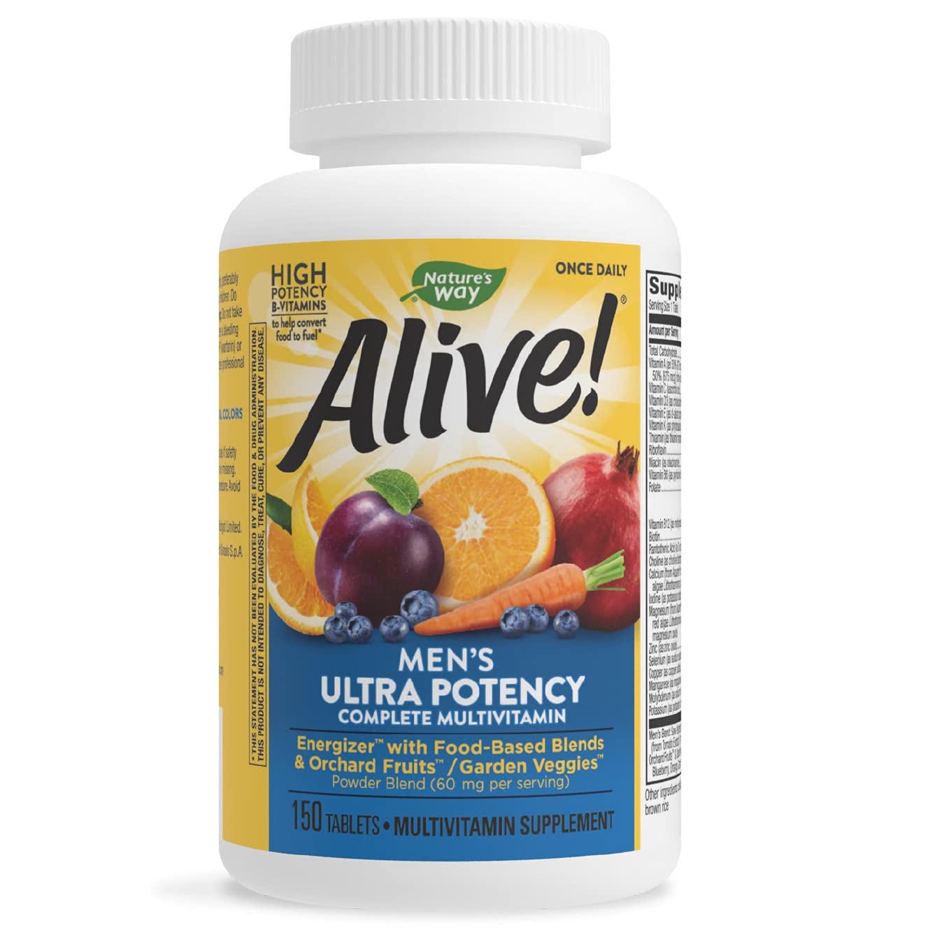 Nature's Way Alive! Men's Ultra Potency Complete Multivitamin, High Potency B-Vitamins, 150 Count