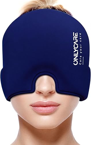 Miniatura 17 de ONLYCARE - Gorro para aliviar migrañas, calmante, envoltura de gel frío sin olor, terapia de frío/calor, para dolor de cabeza por tensión y estrés