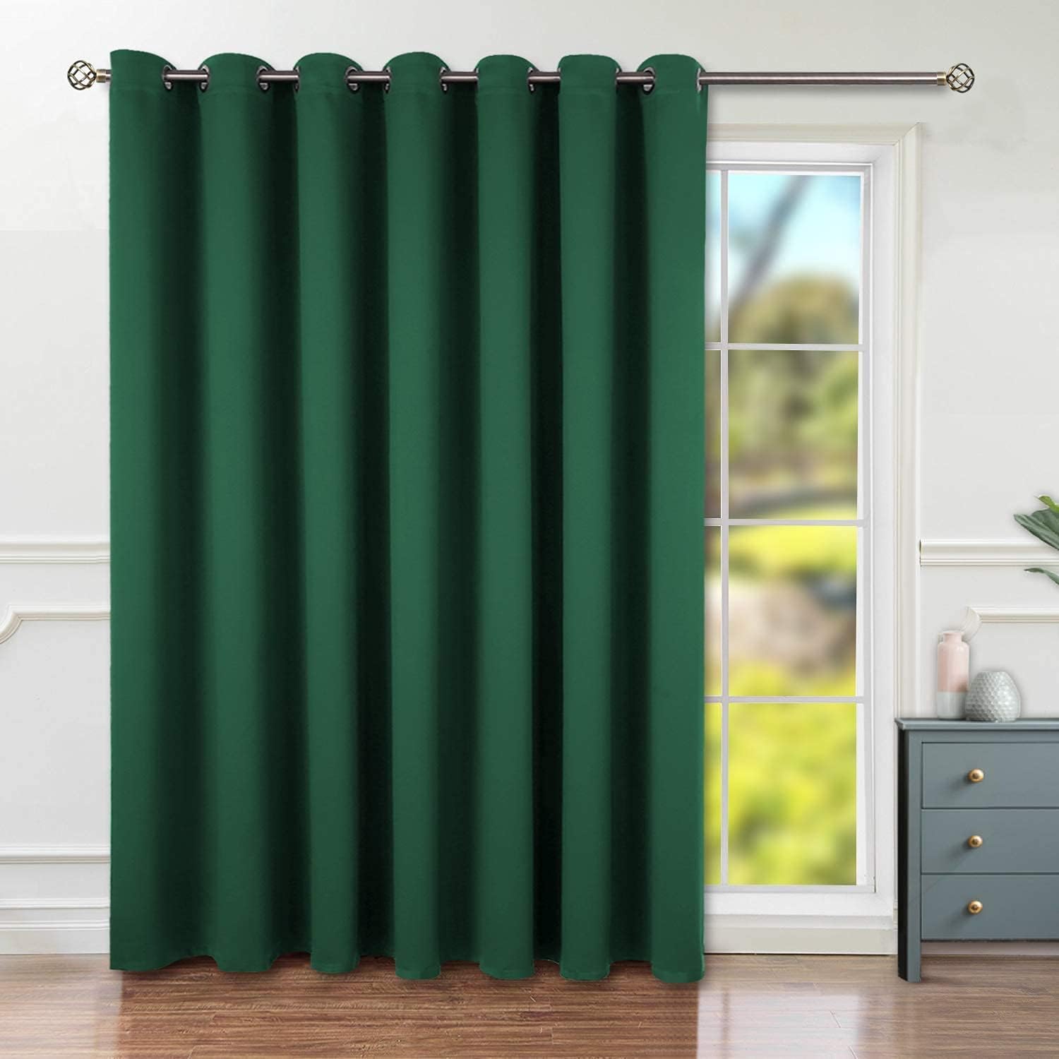 BGment Blackout Sliding Door Curtain 84 Inches Length, Christmas Extra Wide Thermal Glass Door Room Darkening Divider