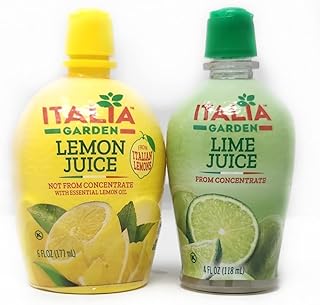 2 Pack of Lemon or Lime Juice Italia Garden perfect for Work Fridge or Bar Restocks (Variety, Lime 4oz, Lemon 6oz)