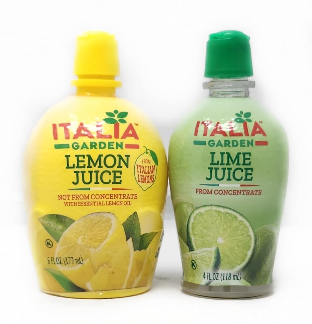 2 Pack of Lemon or Lime Juice Italia Garden perfect for Work Fridge or Bar Restocks (16oz, Lemon Juice)