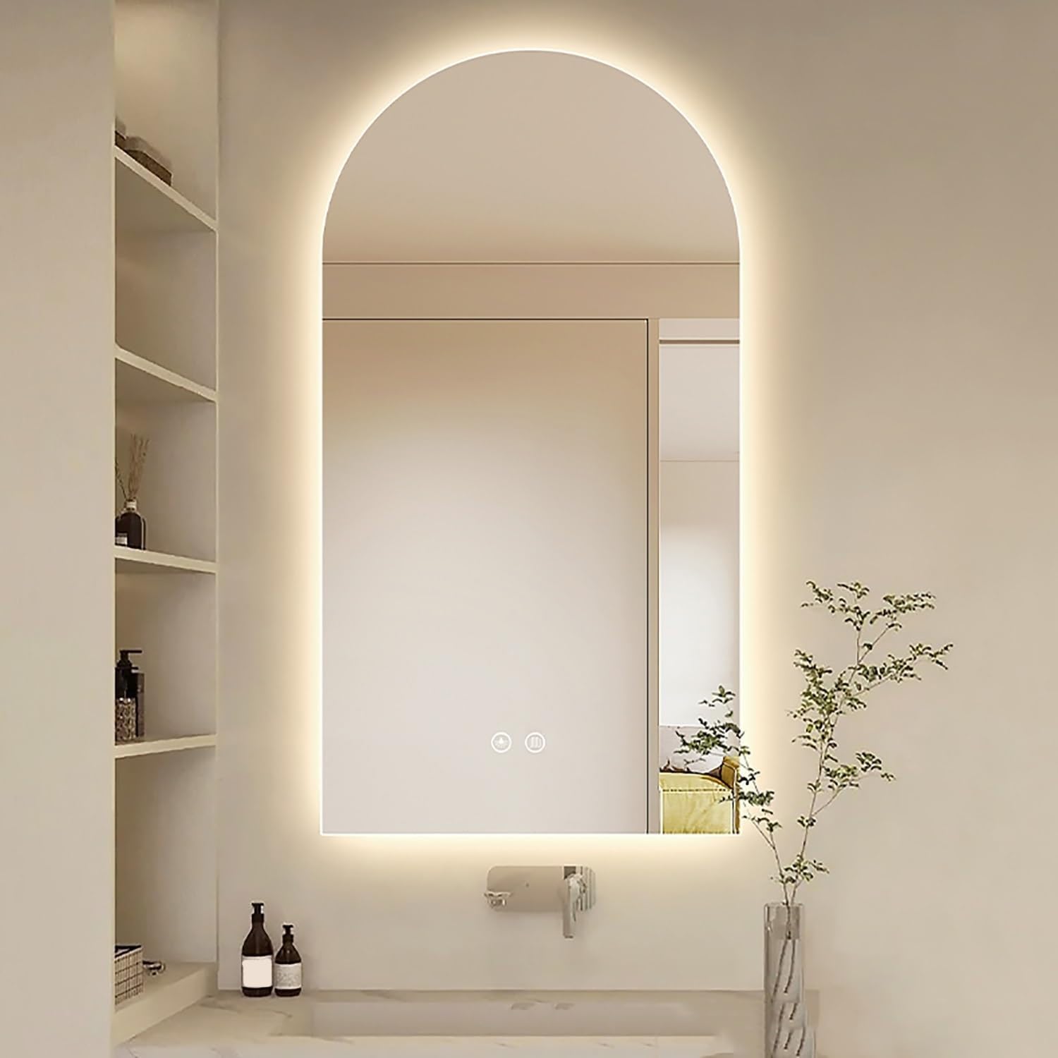 WJFTODAY 40" LED Backlit ed Wall Mirror for Bathroom Vanity, Anti-Fog, Dimmable 3 Colors, Touch Switch, Explosion-Proof, 24x36 Inch Intelligent Design
