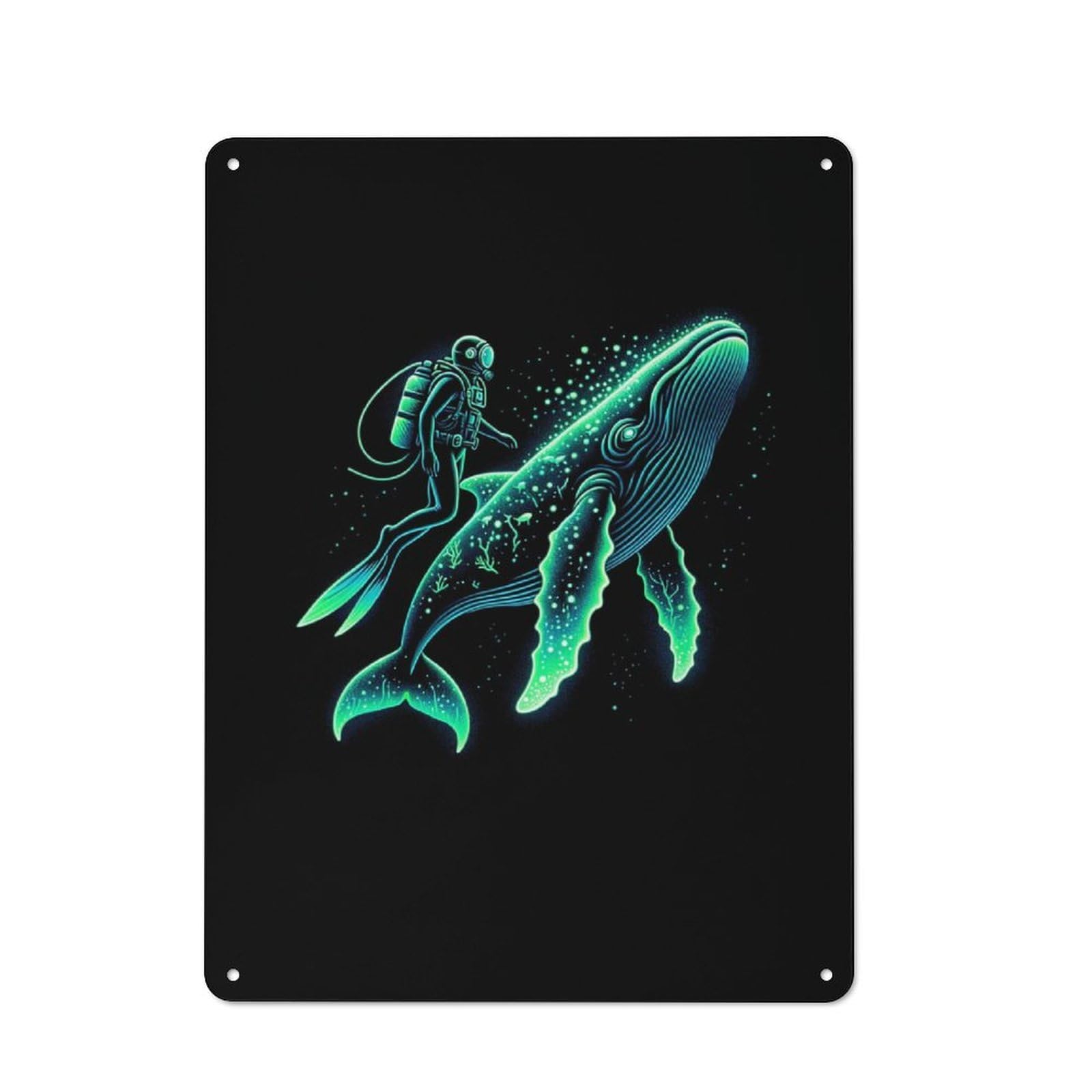 Metal Sign 40x30cm with Scuba Diver Whale for Garage Wall, Vintage Decor, Winter Wall Decor for People Furnishing A Garage