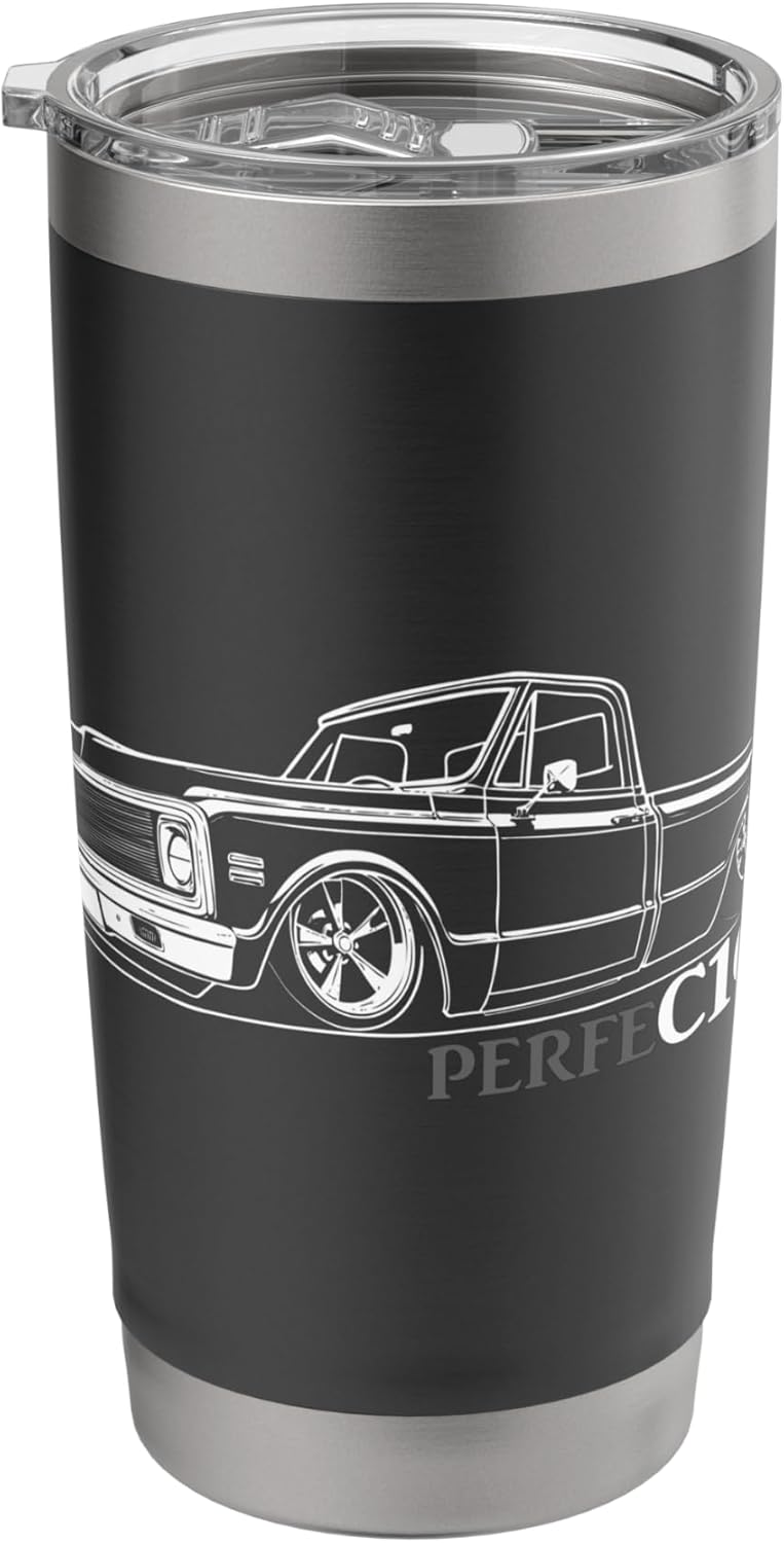 1970-1972 C10 Custom Truck Perfection C10 Truck Silhouette Stainless Steel Insulated Tumbler