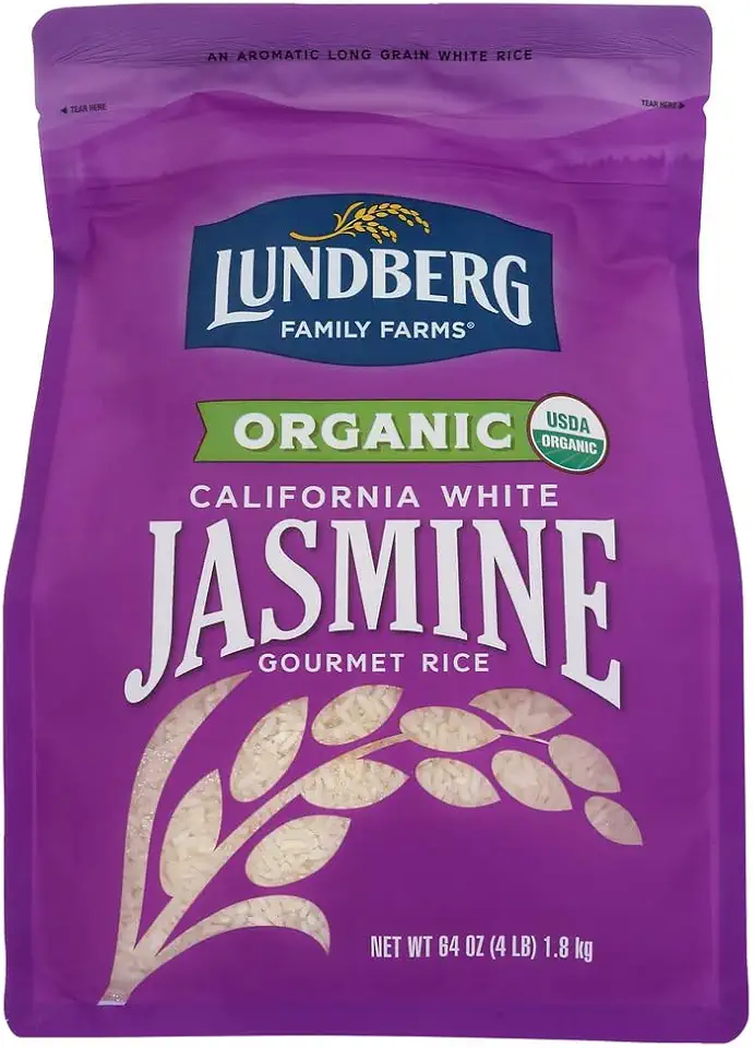 Lundberg Jasmine Rice, Regenerative Organic Certified – Non-Sticky, Aromatic Long-Grain White Rice, Responsibly Grown in California, 64 Oz USDA Organic