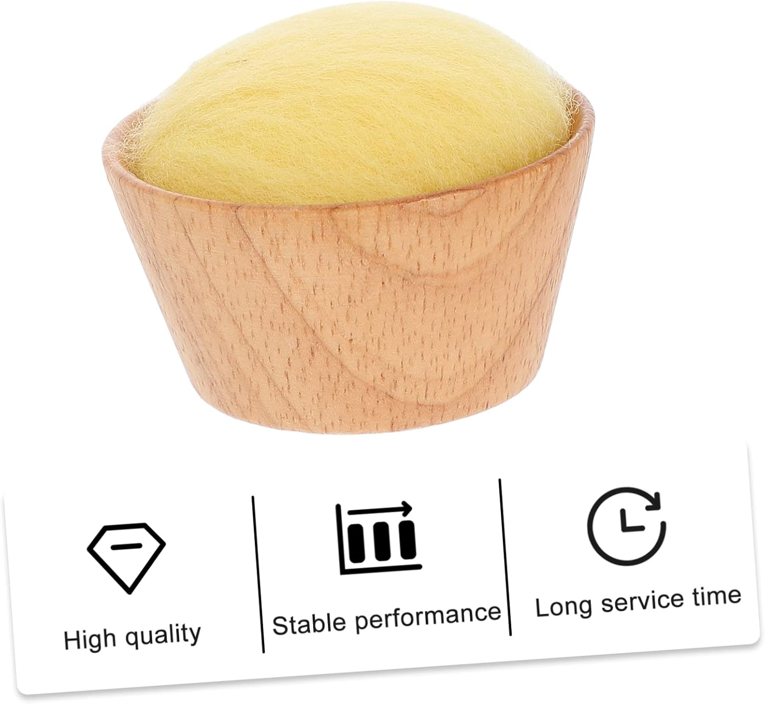 TEHAUX 1pc Portable Wool Pin Cushion Adorable Cupcake Design Needle Holder for Sewing Quilting Crafting for Sewing Enthusiasts Handmade Wool Ball Pincushion Yellow