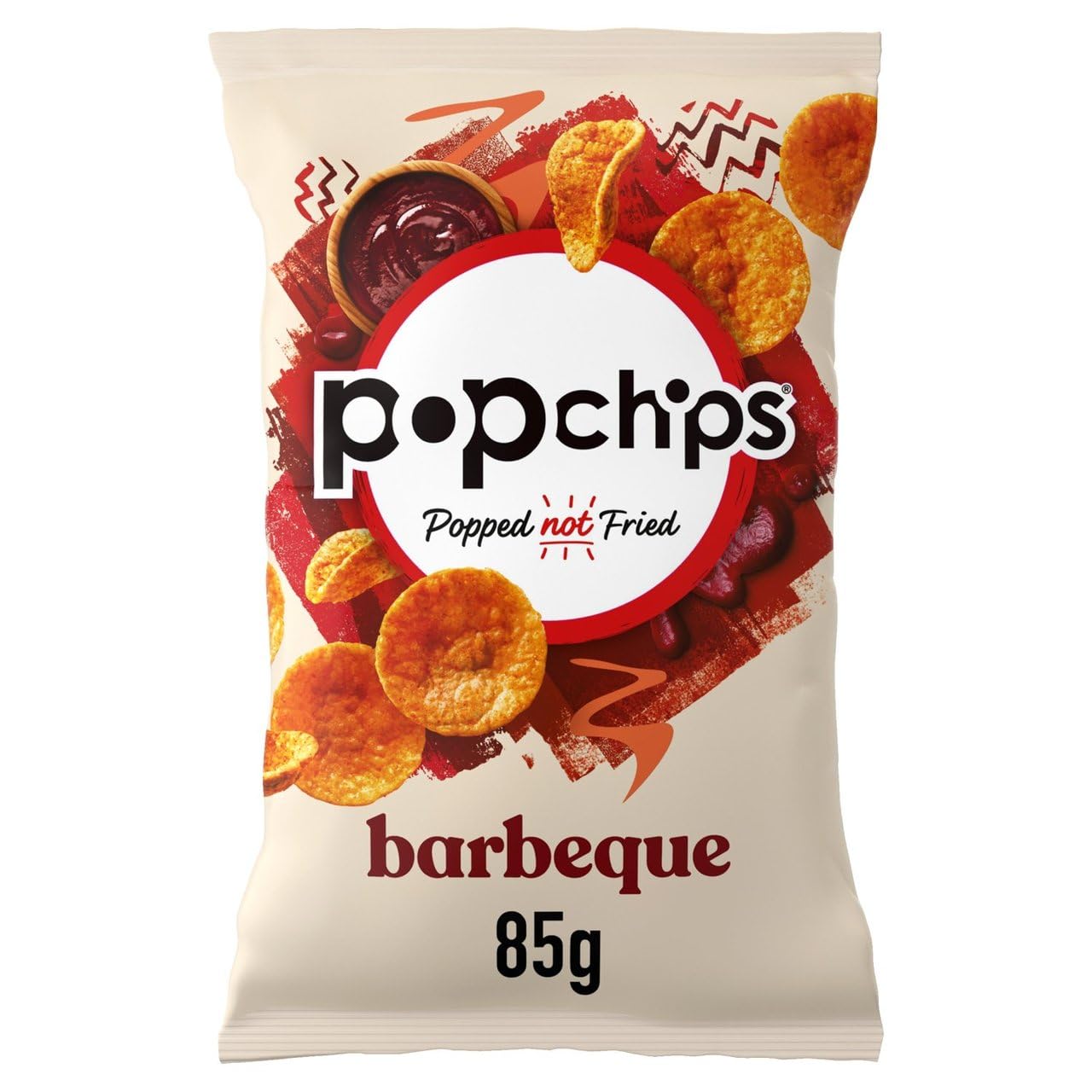 popchips - Barbeque Sharing Crisps 85g (Pack of 8) - Popped not fried, No artificial flavours or colours, Suitable for vegans