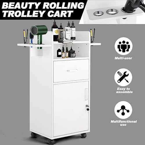 Miniatura 2 de Artist hand Equipo de salón para estilista carrito de salón con ruedas carrito de belleza para estilista con 6 soportes para herramientas gabinetes