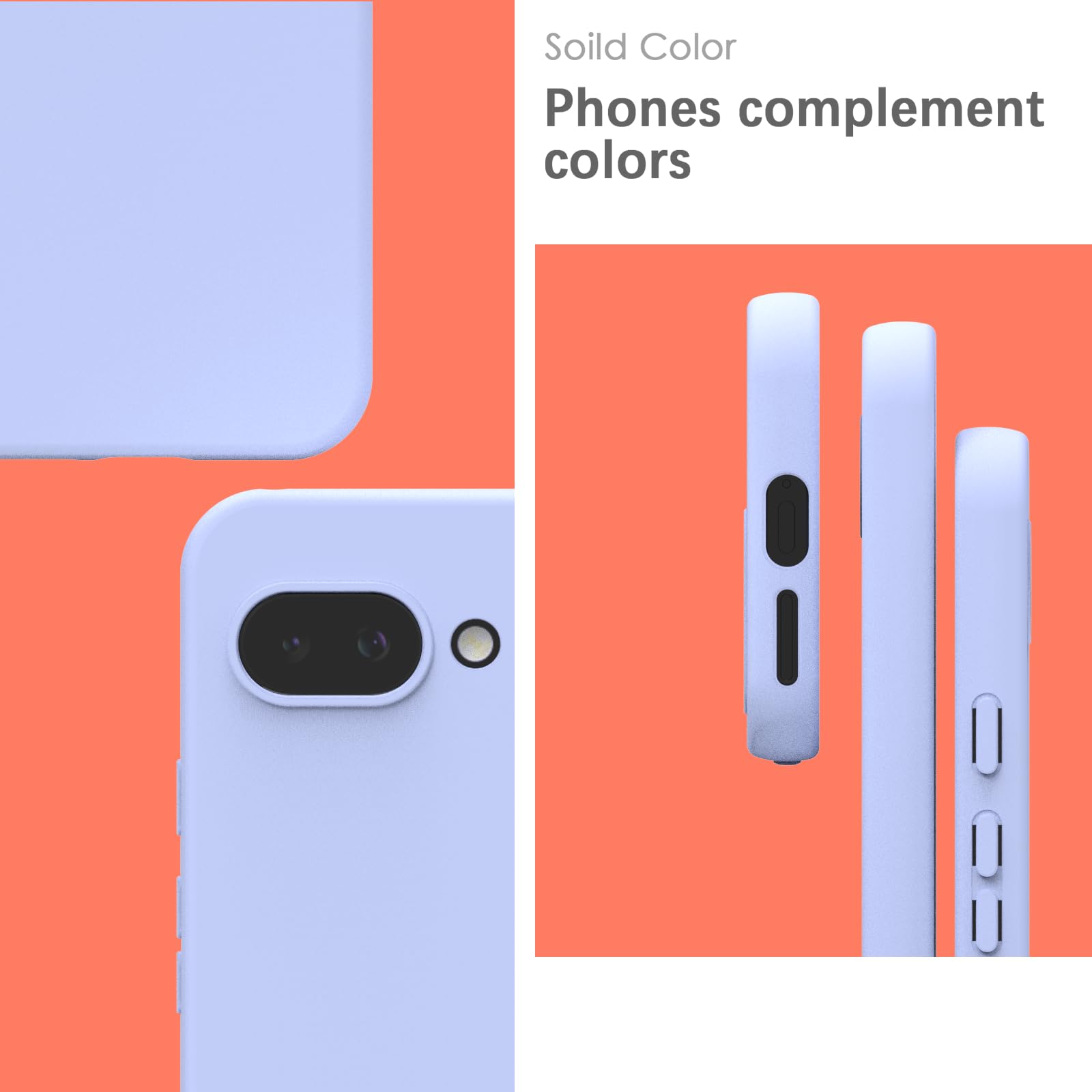 YATWIN Silicone Back Case for Pixel 9A, Soft-Touch Phone Back Cover for Pixel 9A - Lilac — Amazon image 3
