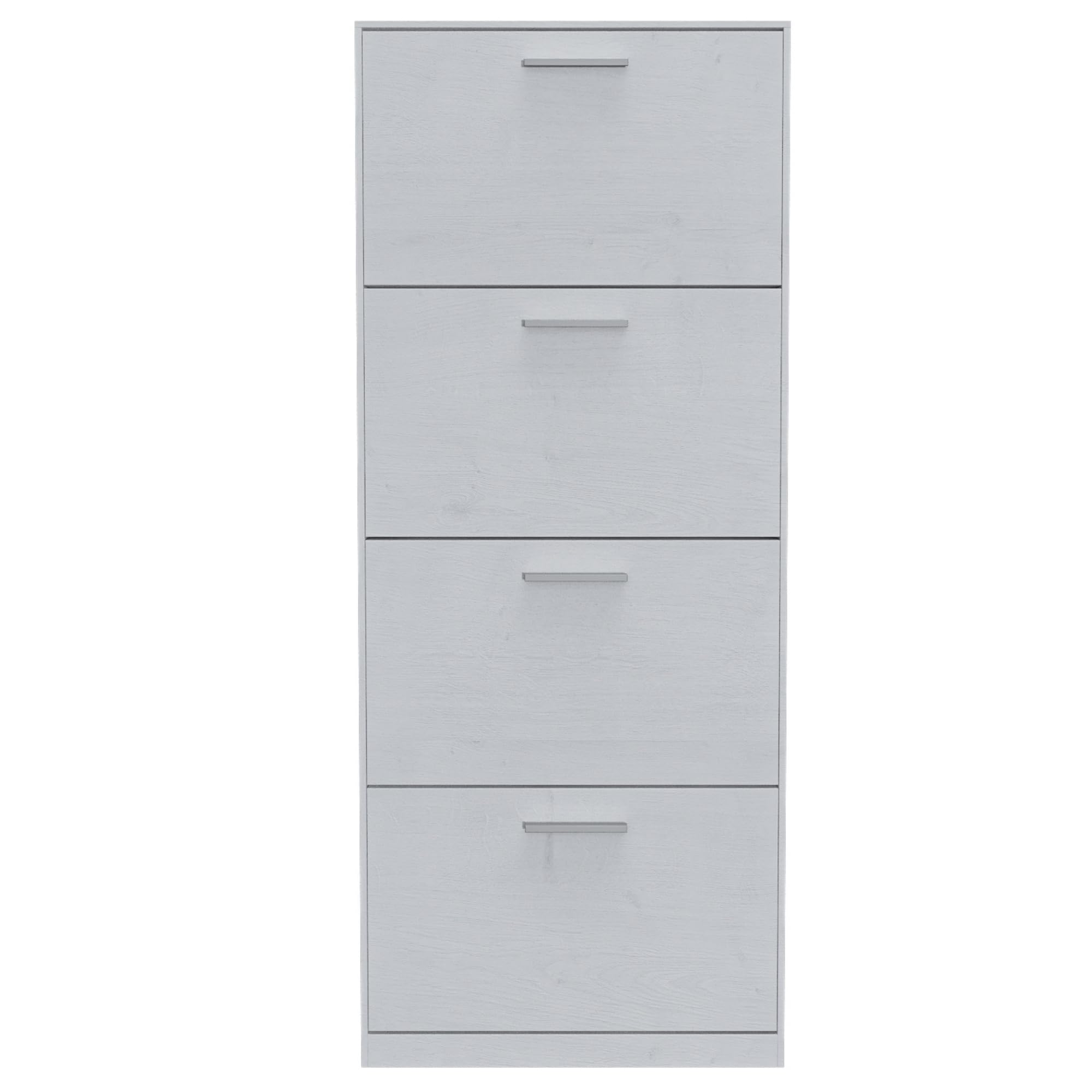 ZIK - Scarpiera Salvaspazio Slim in Legno (63x24x154) Doppia profondità Scarpiera da Ingresso Verticale 4 Ante, Moderna, Scaffale Scarpe di Design Adatti a Vari Stili di Arredamento (Bianco)