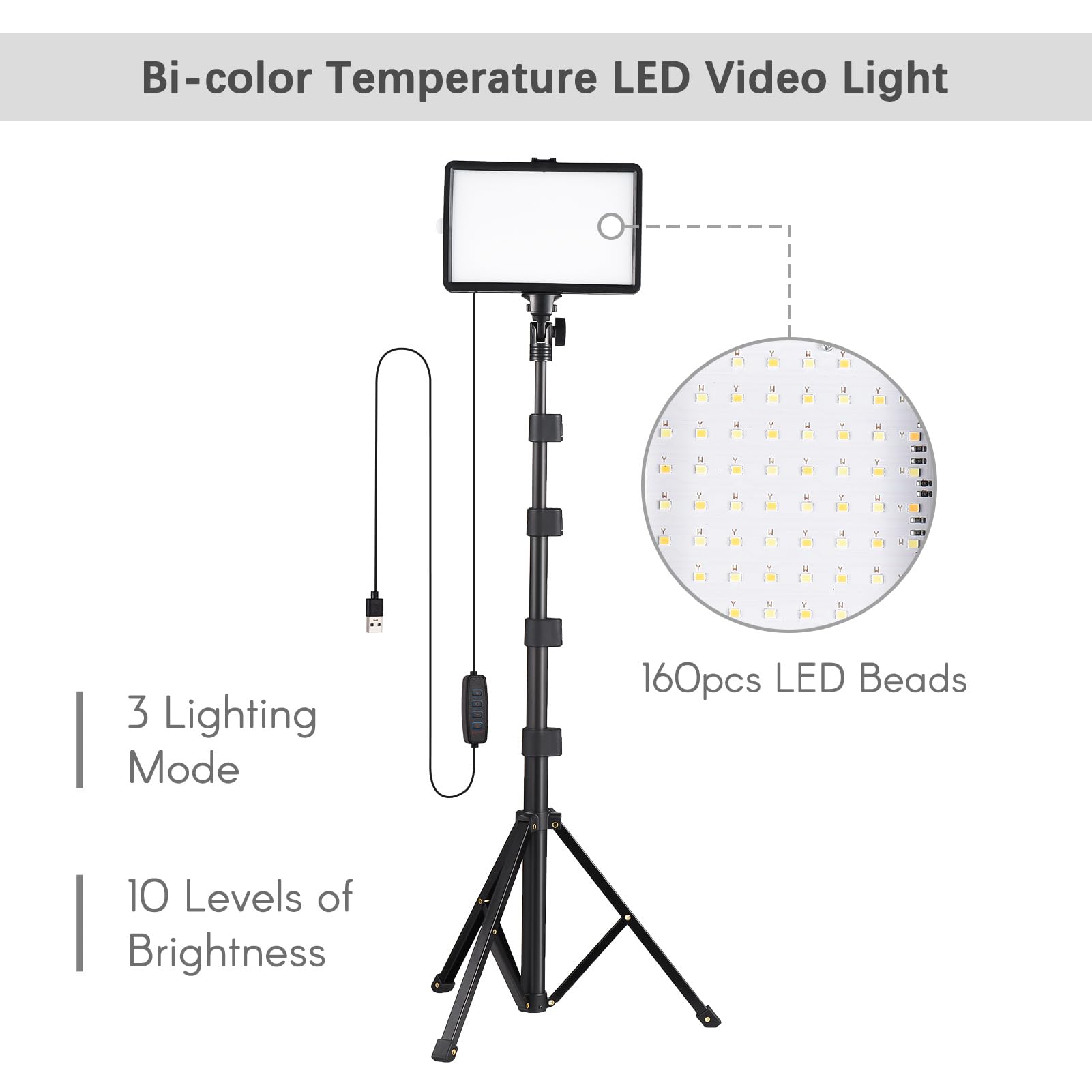 Zestaw lamp wideo LED USB, dwukolorowe światła wypełniające temperaturę, 10-stopniowa jasność, ze stojakami świetlnymi, filtry kolorów do wideokonferencji, transmisji strumieniowej na żywo
