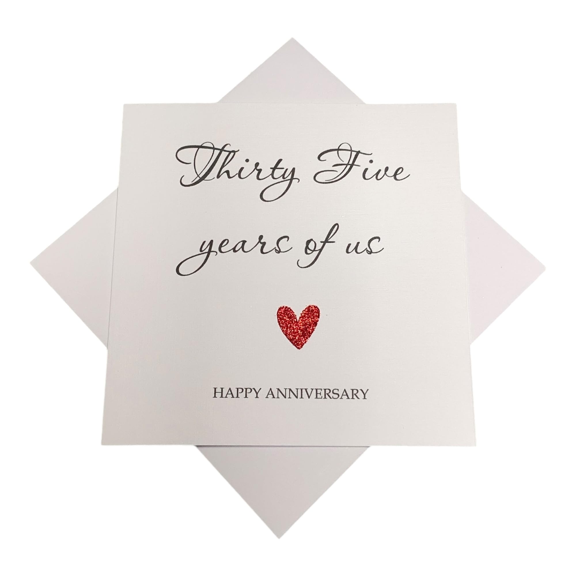 35th Wedding Anniversary Card - Coral 35 Year Thirty Fifth Personalised Gift for Wife Husband Boyfriend Girlfriend Partner - Choose Glitter Heart - Various Designs (Year Of Us) — image 1
