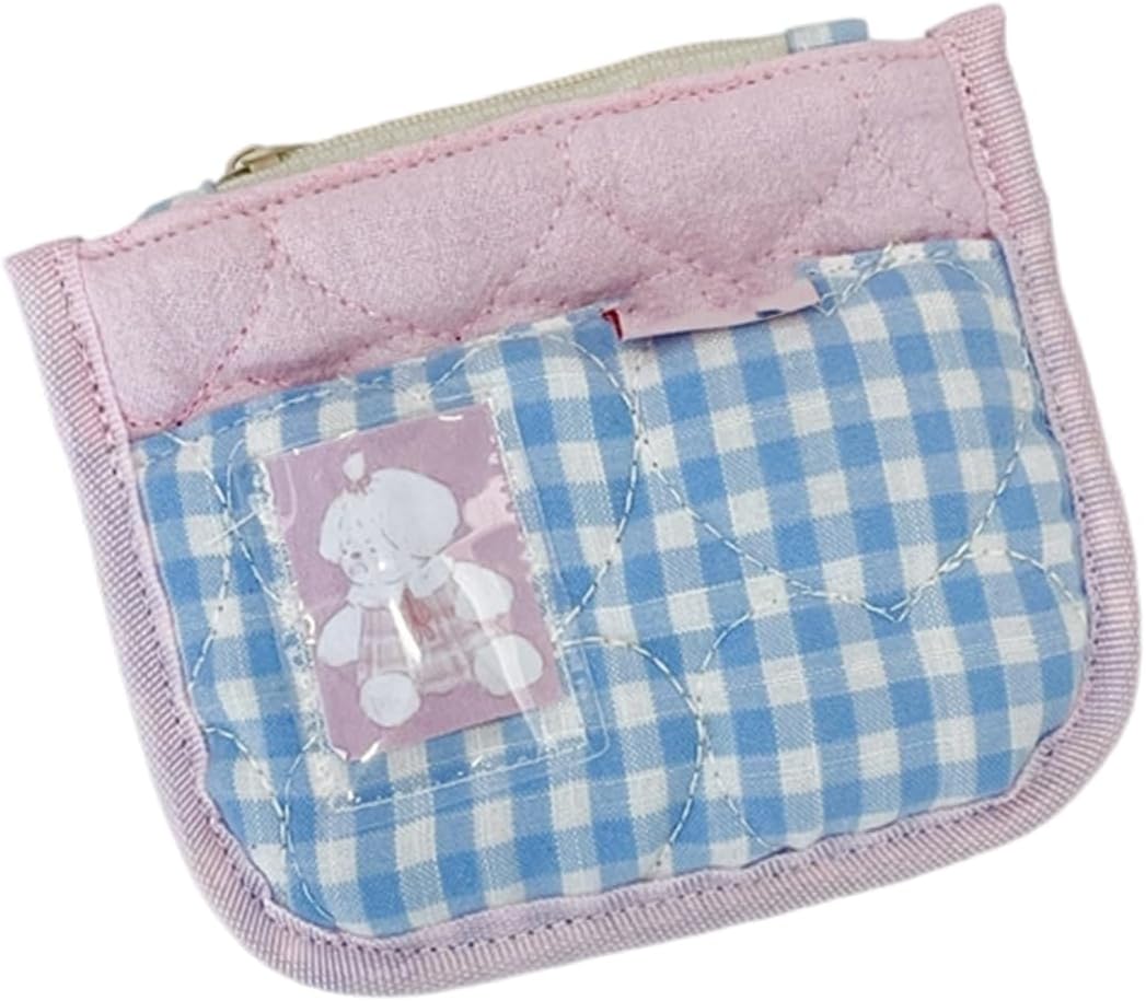 Stylish Girls Wallet with Zippers Closure Secure Pocket Card Holder Portable Everyday Use Lovely Gift Lightweight Fabric Wall