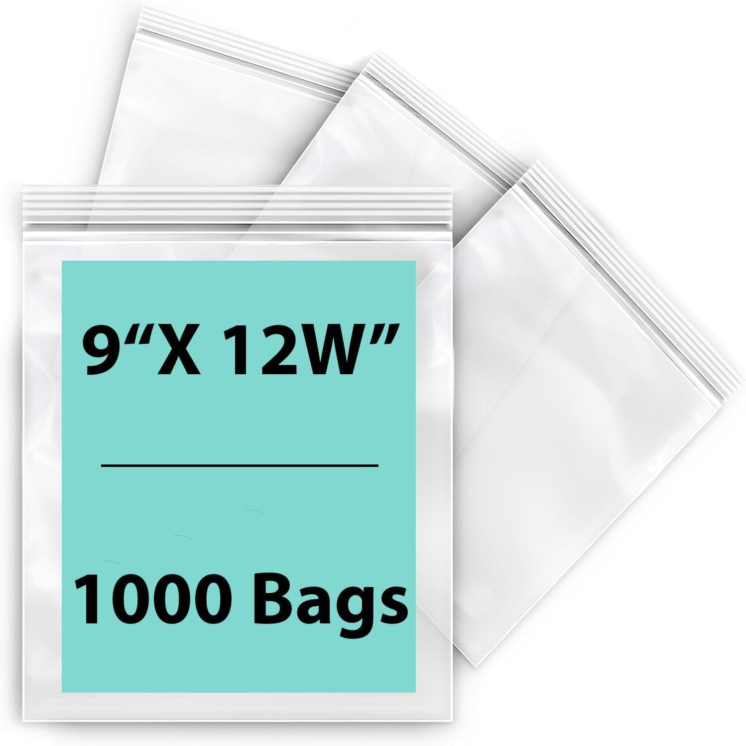 Reclosable Poly Bags White Block 9x12W & (1000 Bags) 2