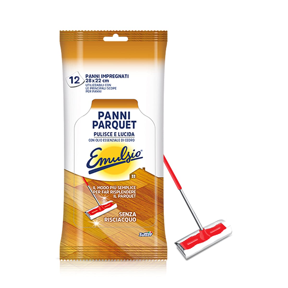Emulsio Kit Pulizia casa Parquet : Lavaincera - Ravviva - Mangia Polvere - Panni + 5 Panni in Microfibra