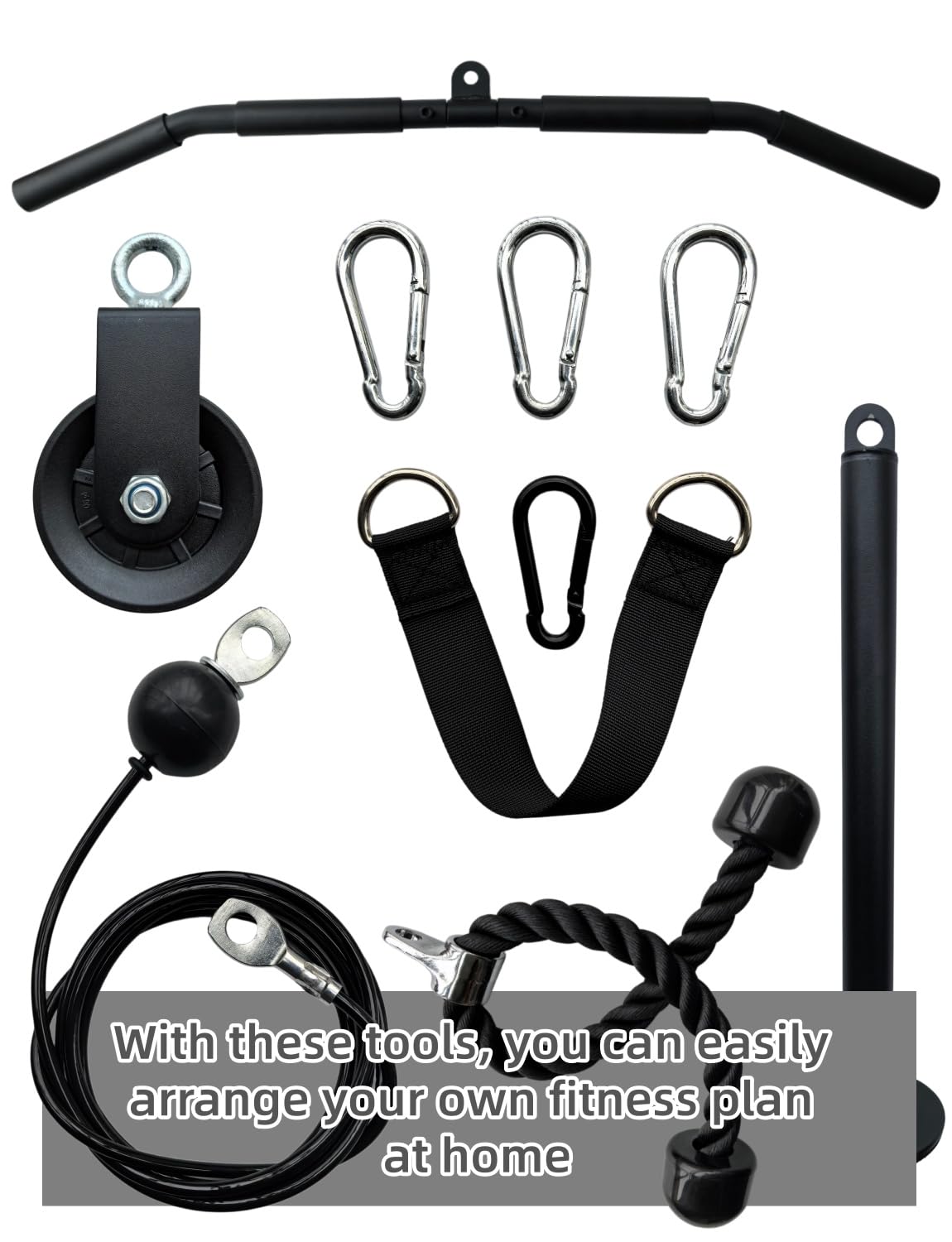 83.82cm Authentic LAT Pulldown Bar Kabelzug Pulley System für Home Gym - Latzugmaschine mit Latzugstange für Bizeps, Trizeps & Rücken Training, DIY Wandmontage, Fitness Zubehör