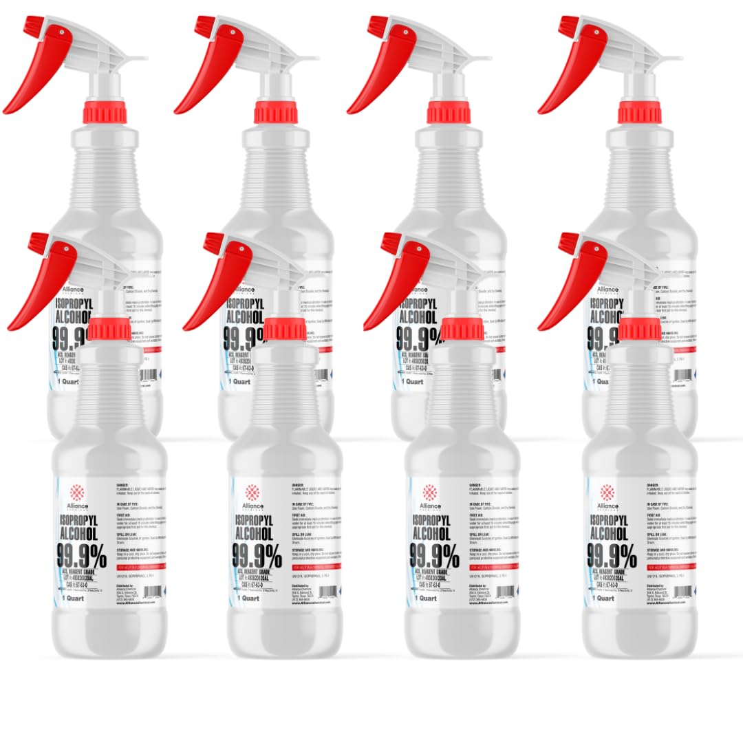 Isopropyl Alcohol 99.9% - ACS Reagent Grade - 8 Quarts w/Spray - Ultra High Purity Lab Grade Solvent - Rubbing Alcohol for Medical, Lab Equipment &
