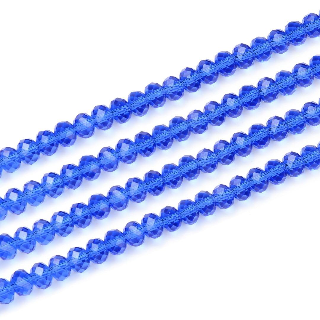 140pcs Czech Faceted Rondelle Crystal Glass Beads 8mm Bulk Sapphire Blue