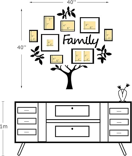 Miniatura 2 de JM-Deco Paquete de 13 marcos de fotos de árbol genealógico con juego de paspartú marfil, tamaño de foto uno de 4 x 4 pulgadas, cinco 4 x 6 pulgadas,