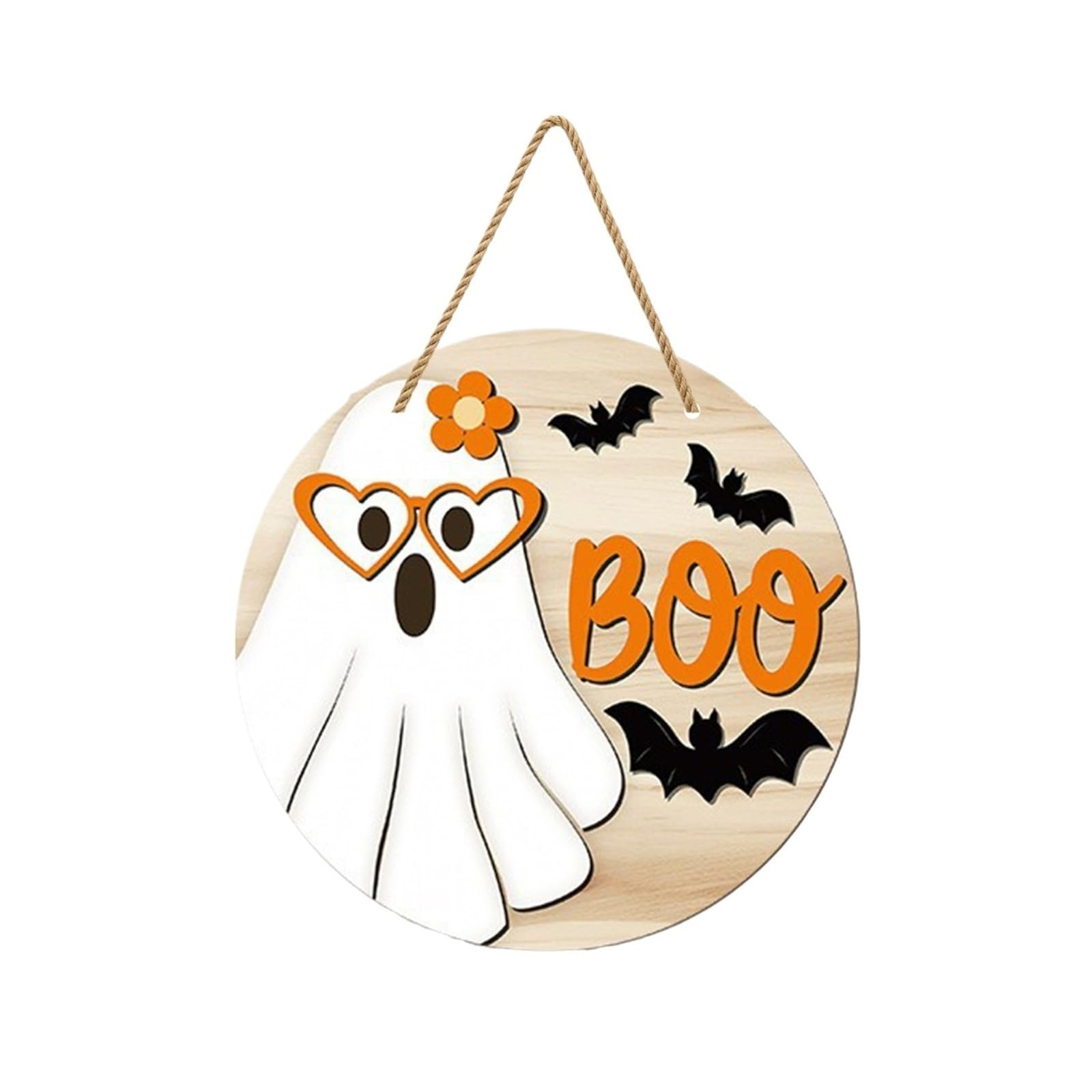 OTKSMDYY Halloween Party Atmosphere Decoration Door Ornament Ghost Pumpkin Black Cat Wooden Front Wall Sign(Halloweenlistingtypeb-1pcs)
