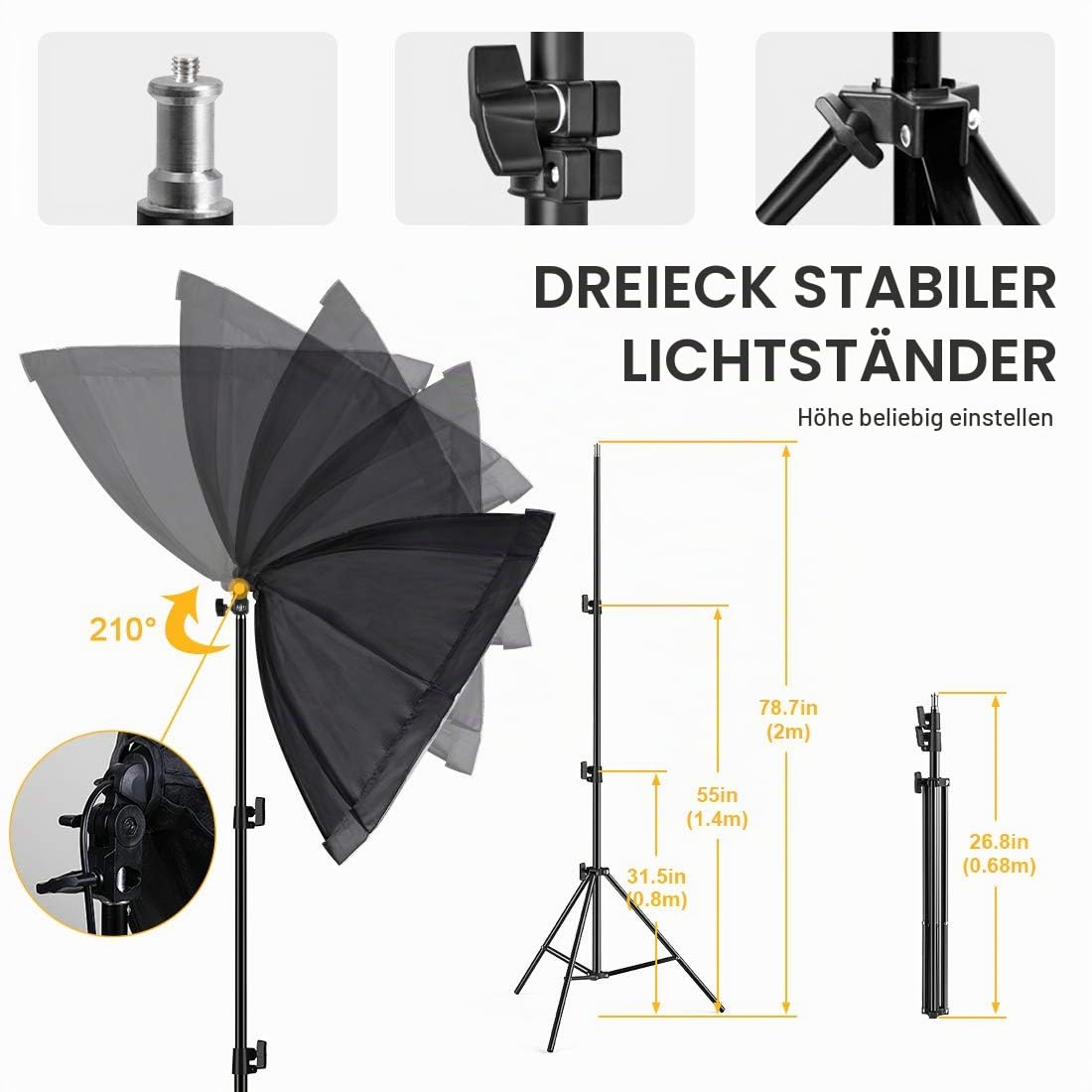 Softbox Continuous Lighting Kit für Kamera Foto Video Fotografie Studio Licht mit 28'' x 28''Octagon Softbox und Dimmable Super Bright Glühbirne/Nylon Farbe Bildschirm/Licht Stand/Tragetasche