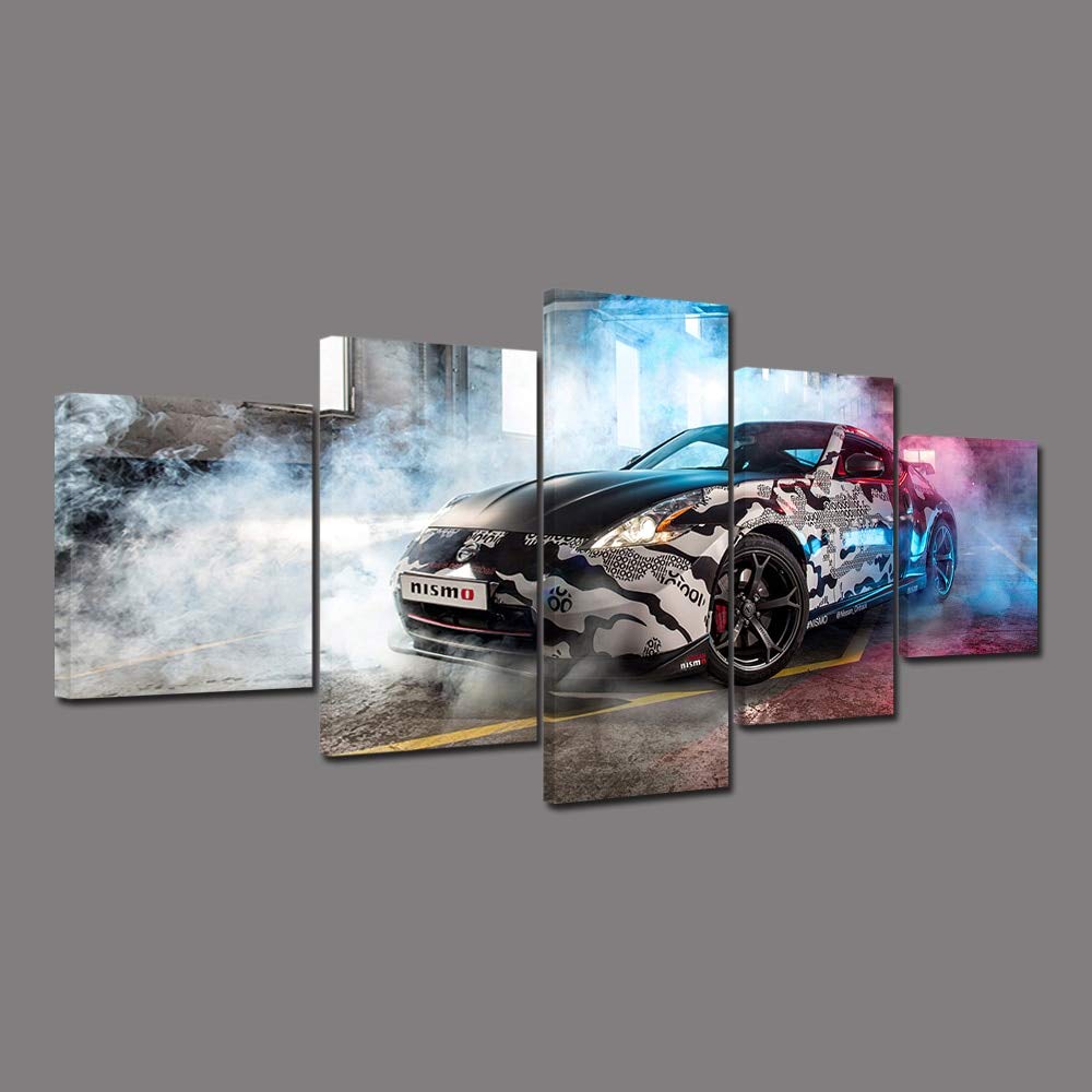 Mur art affiche voiture déco salon moderne avec tableau en toile 5 pièces