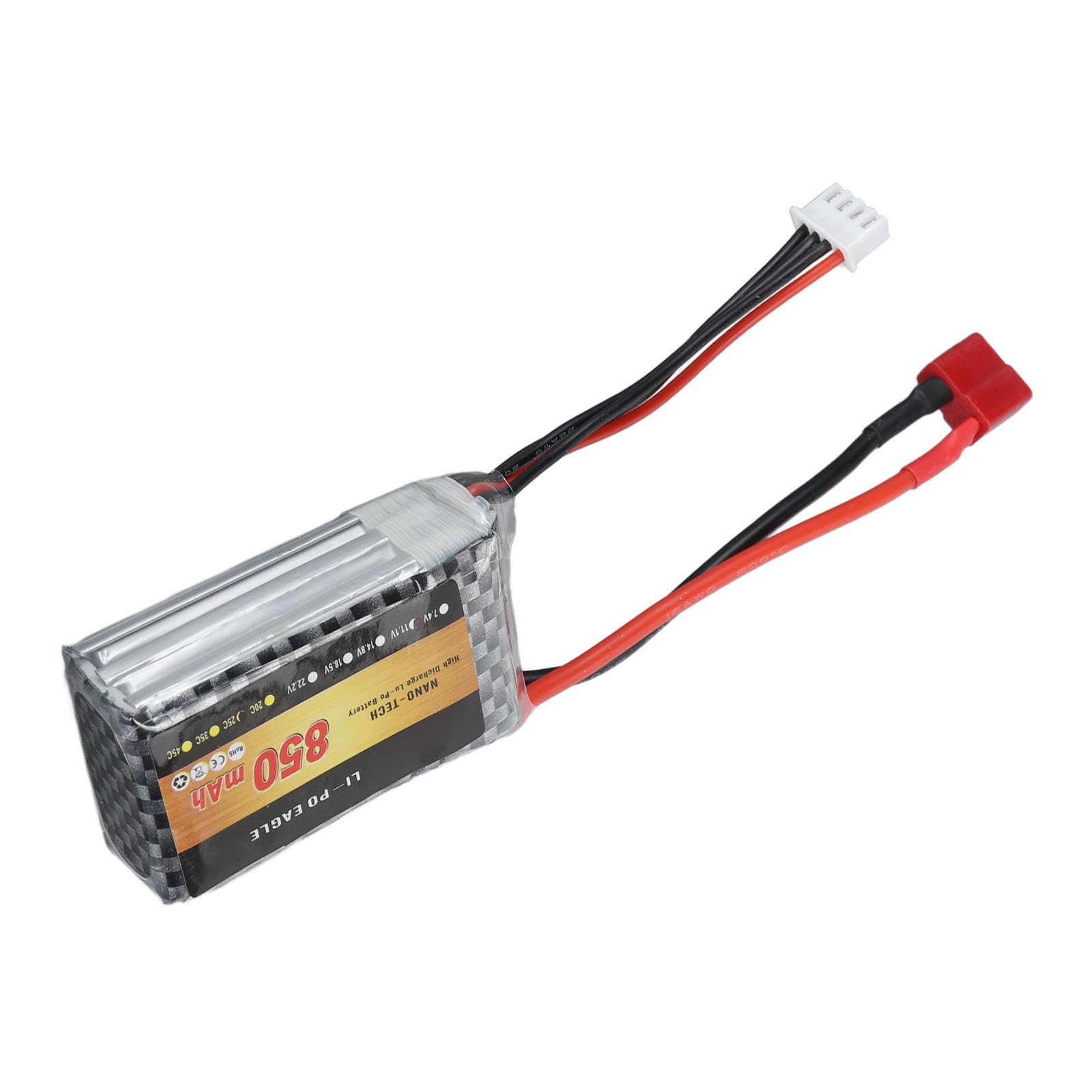 POENVFPO Batteria LiPo 850mAh 11,1 V 25C 3S, Batteria Leggera Ai Polimeri di Litio con Protezione da Sovraccarico con Spina T, per Aereo RC Drone da Corsa FPV