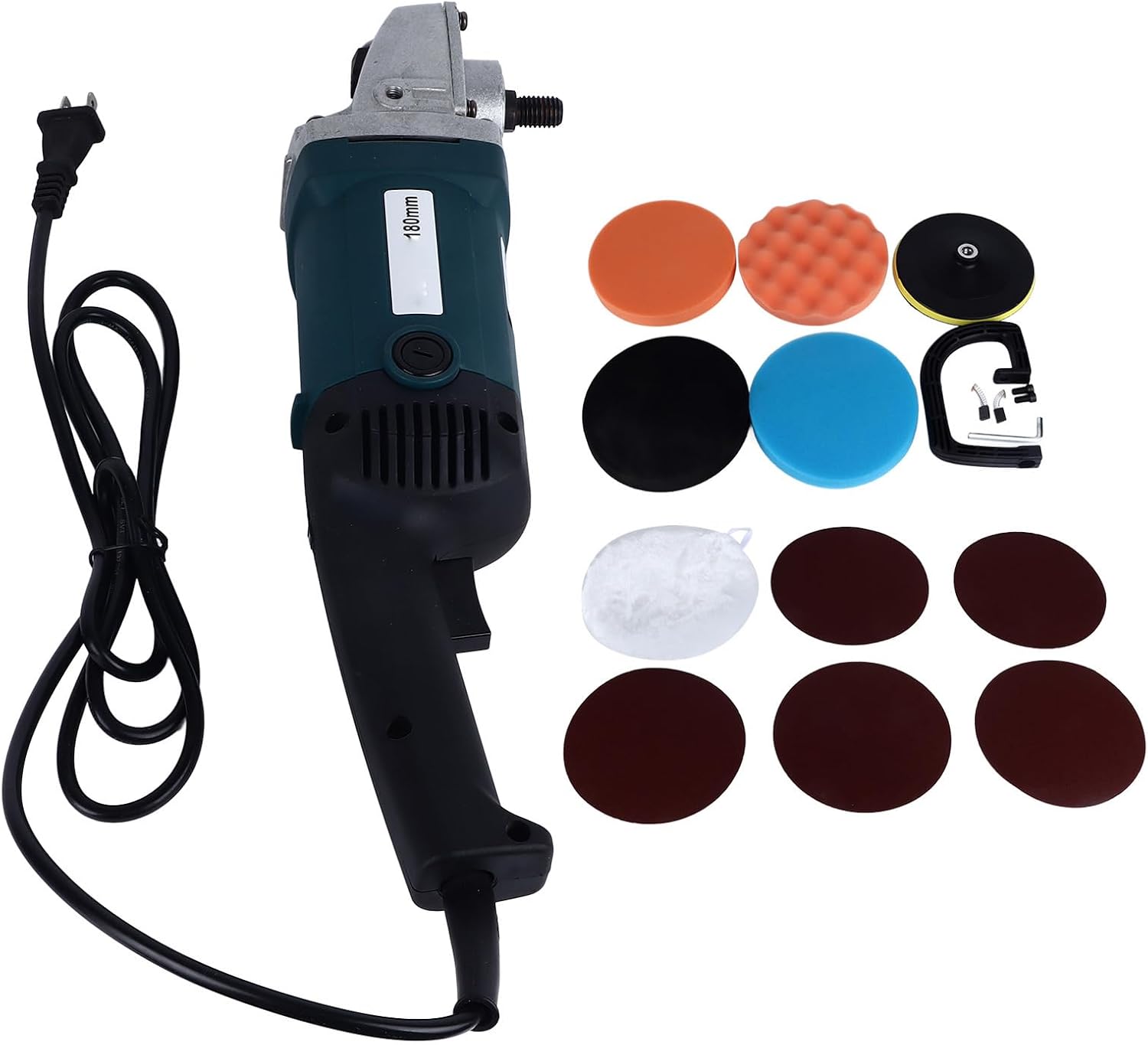 Garosa Car Polishing Machine Aluminum Copper Portable Polishing Waxer Machine 1200W 600 to 3000rpm 18cm Wheel M14 for Car Paint Tile and Waxing