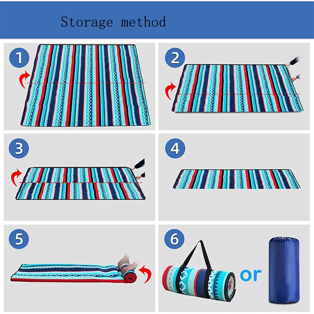 Couverture de Camping de Pique-Nique Tapis de Plage Style Ethnique avec Sac de Rangement Support étanche Tapis Multifonctionnel Portable Compact pour Camping BBQ extérieur intérieur