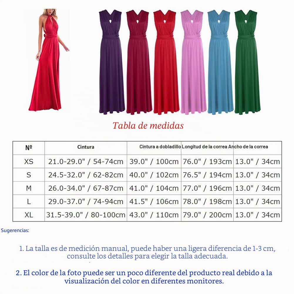 IWEMEK Vestido de Fiesta de Mujer de Dama de Honor Transformer/Infinity Sin Mangas Maxi Largo Vestidos de Cóctel Piso-Longitud/Hi-lo Multi-Way Dresses XS-XL