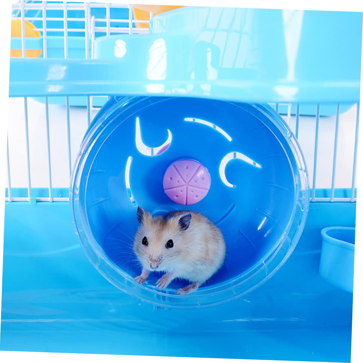Gabbia per Criceti a Tre Livelli, Casa per Piccoli Animali Blu | Pp e Ferro, Design a Scivolo Multistrato, Accessori Inclusi Ruota e Beverino Anti-perdita