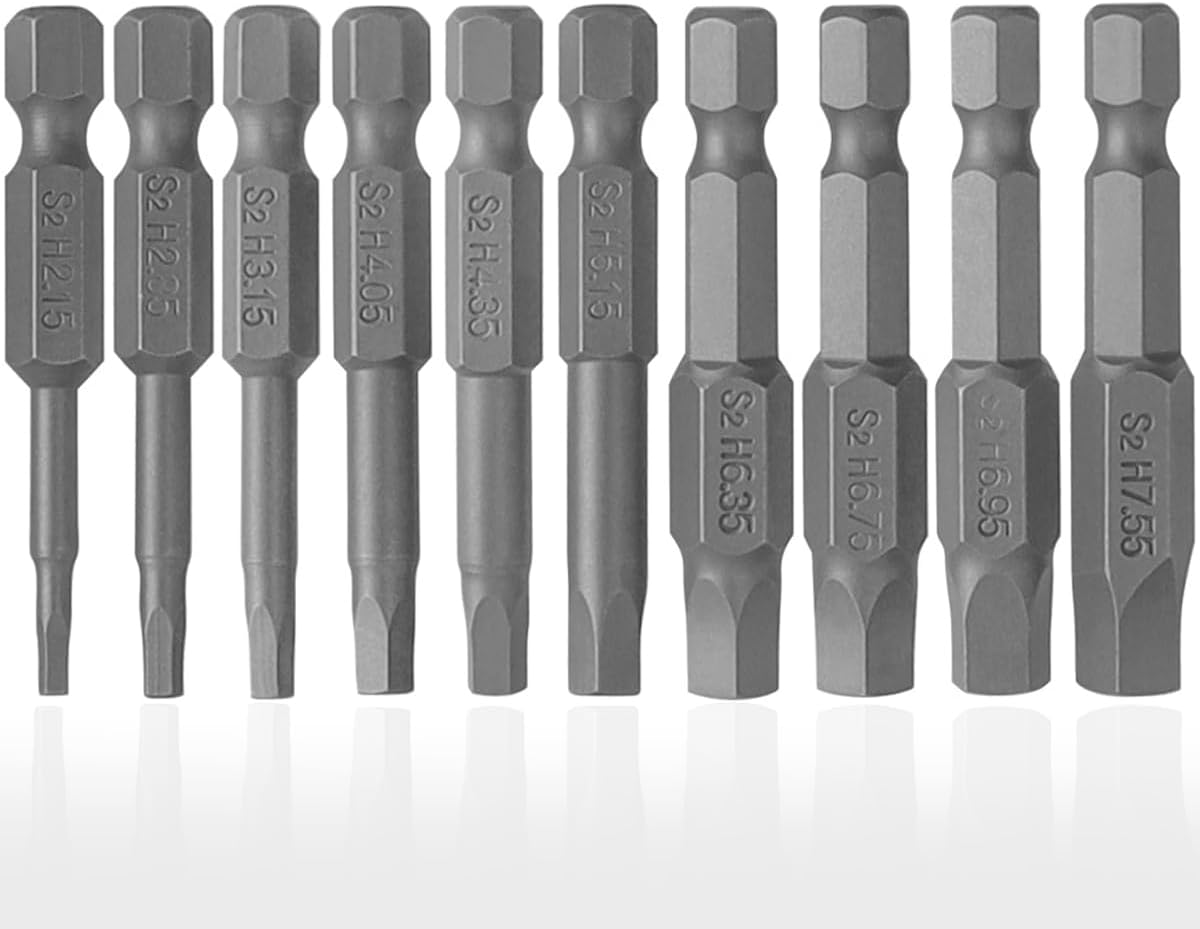 Wolfride 10pcs Magnetic Pentagon Head Screwdriver Bits Set | 50mm Length | 1/4 Inch Hex Shank | 5 Point Torx Security Tamper Proof Drive Bits H2.15-H7.35