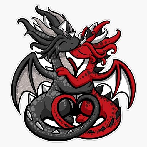 Generic Imán de dragón pareja negro y rojo imán parachoques adhesivo imán de coche flexible reutilizable vinilo magnético 5 pulgadas,