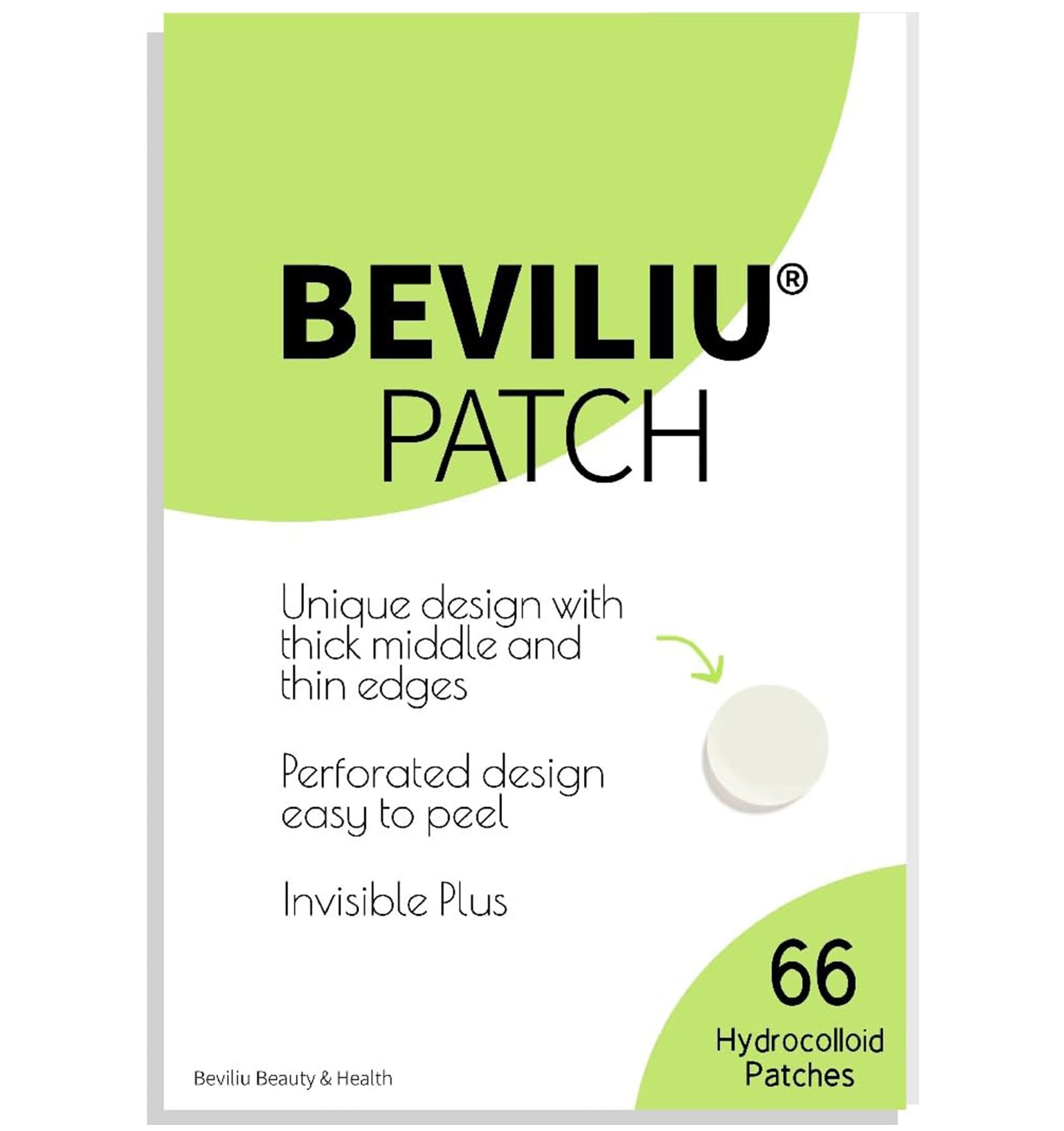 Beviliu Pimple Patches for Face 66 Counts 2 Sizes Thinner Edge Hydrocolloid Acne Patches Invisible Zit Patches for