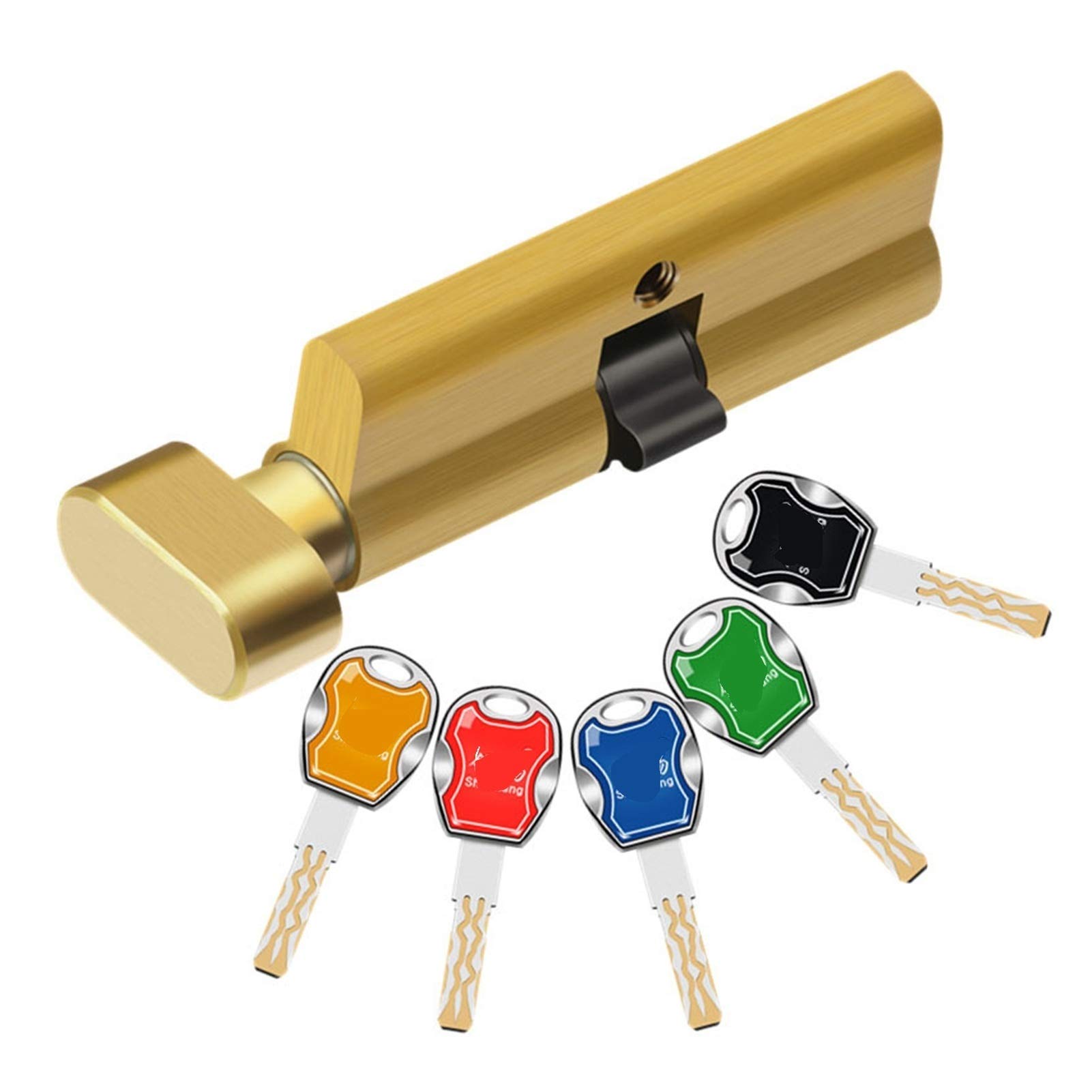 Ykmyxz One Color Barrel Lock, Lock Cylinder Bedroom Door 70Mm Security Copper Brass 5Pcs Key