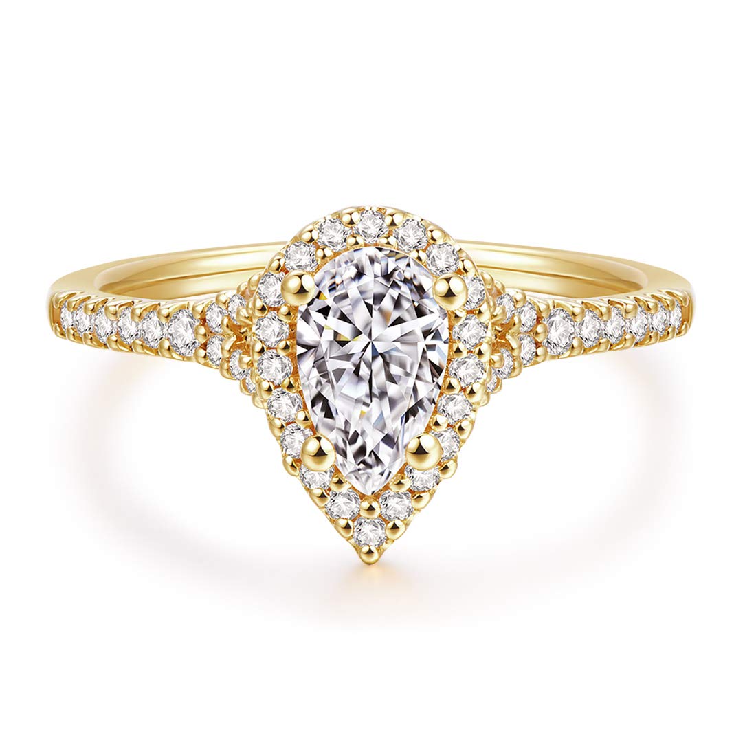 HAFEEZ CENTER 1ct Pear Cut Simulated Diamond Floating Halo Simulated Diamond Engagement Rings Promise Rings for Women