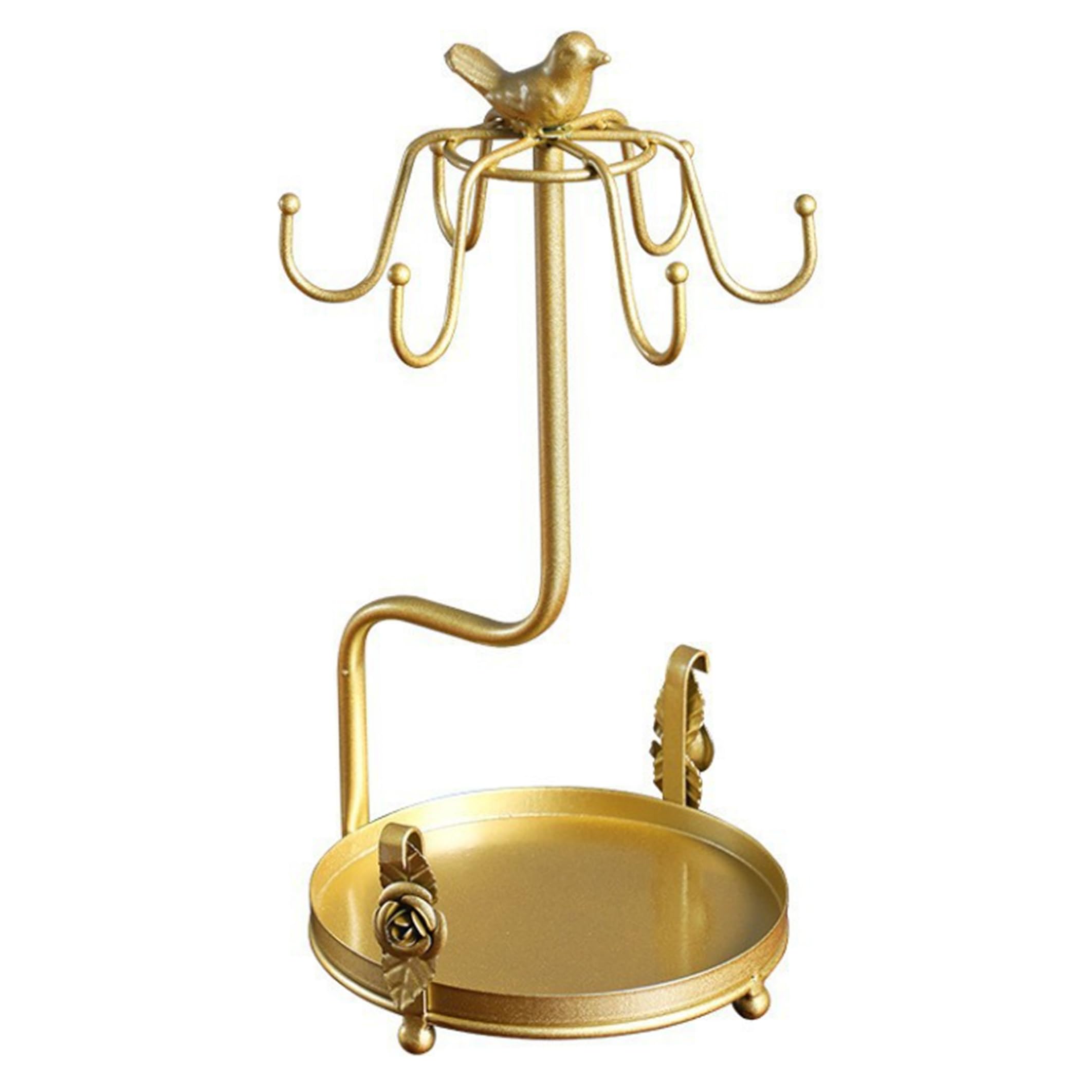 AwnsIMfreien Coffee Mug Tree, 6-hook Iron Cup and Saucer Display Stand, Decorative Tea Cup Holder With Drip Tray For Countertop, Gold, Coffee Mug Tree