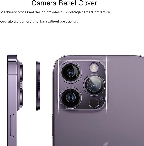 Miniatura 5 de Plata Paquete de 2 Protector de lente de cámara para iPhone 15 Pro  15 Pro Max, cubierta de cámara de vidrio templado Ultra HD 9H, compatible con