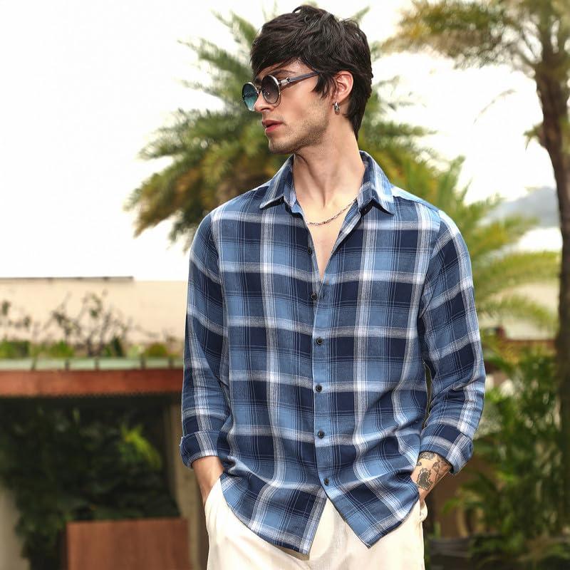 Image of CAHOOT Men's Bisque Shirt Casual Wear | Spread Collar | Long Sleeve | Button Closure | Shirt Crafted with Comfort Fit for Everyday Wear