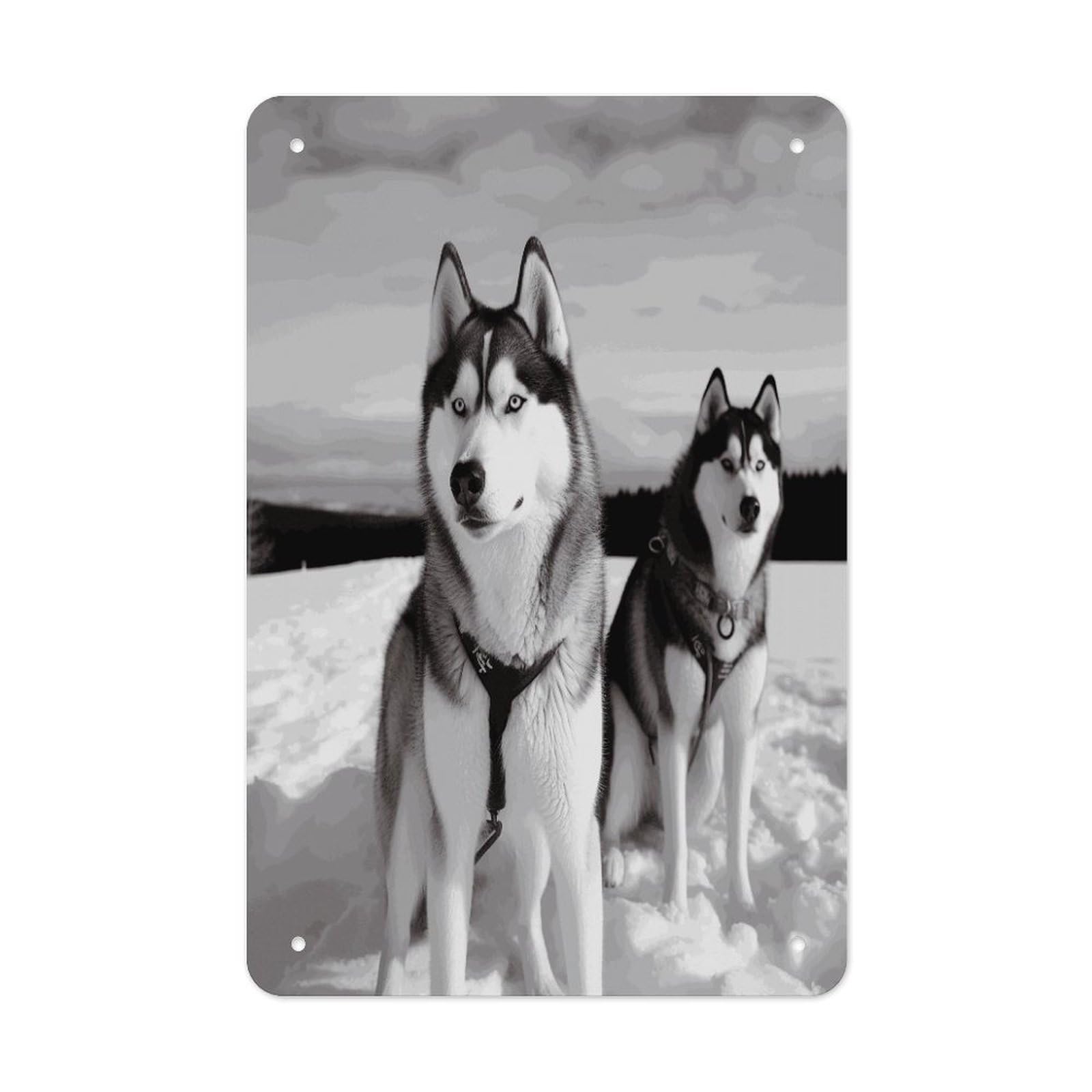 Btcowzrv Style Husky Dogs Snow Metal Tin Sign Wall Decor Hanging Plaque
