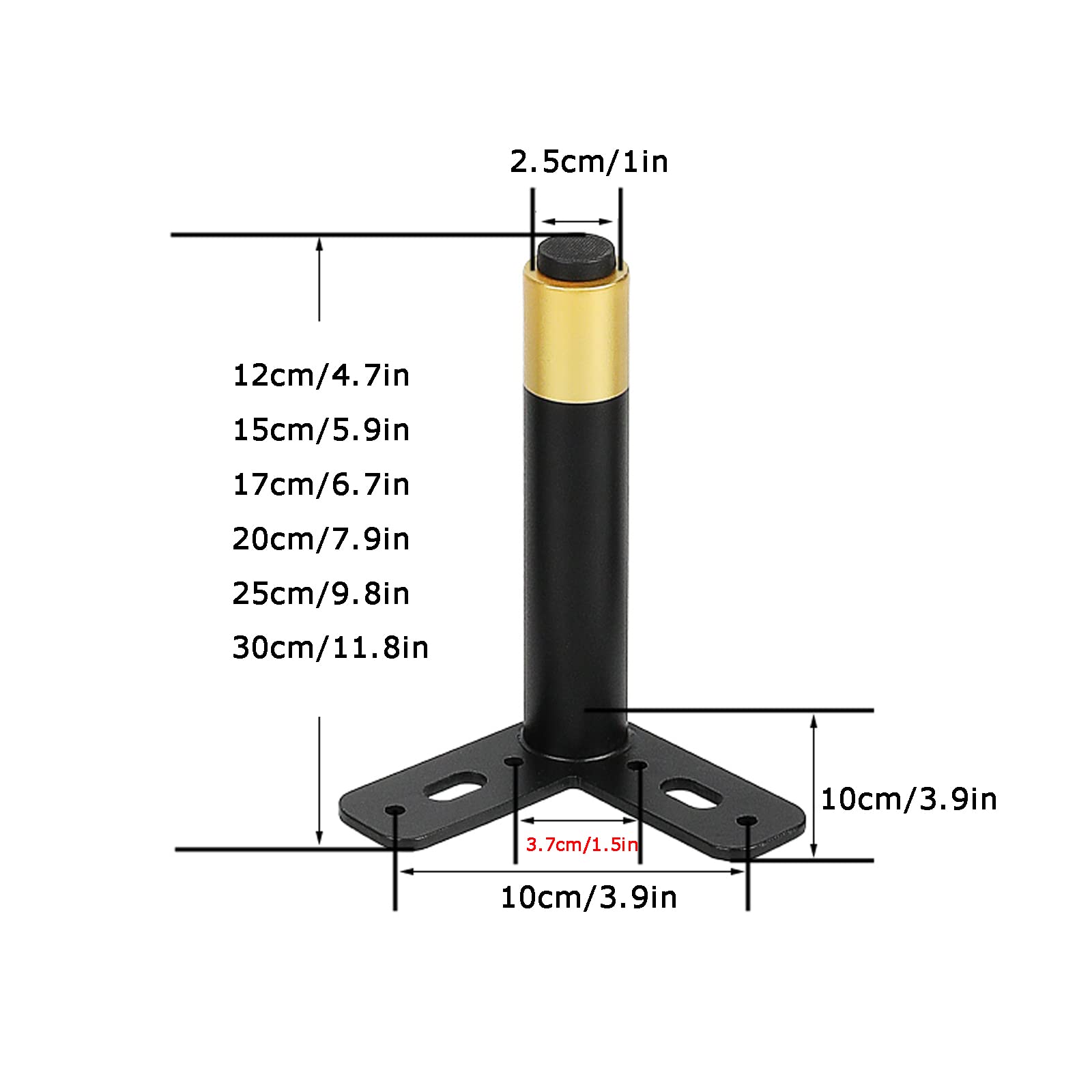 Set di 4 Gambe per Mobili in Metallo,Gambe per Mobili in Ghisa,Regolabili Gamba,Design Industriale in Metallo Resistente,Regolabile: 1 Cm,Peso Del Cuscinetto: 1000 Kg (20cm/7.9in,black gold)